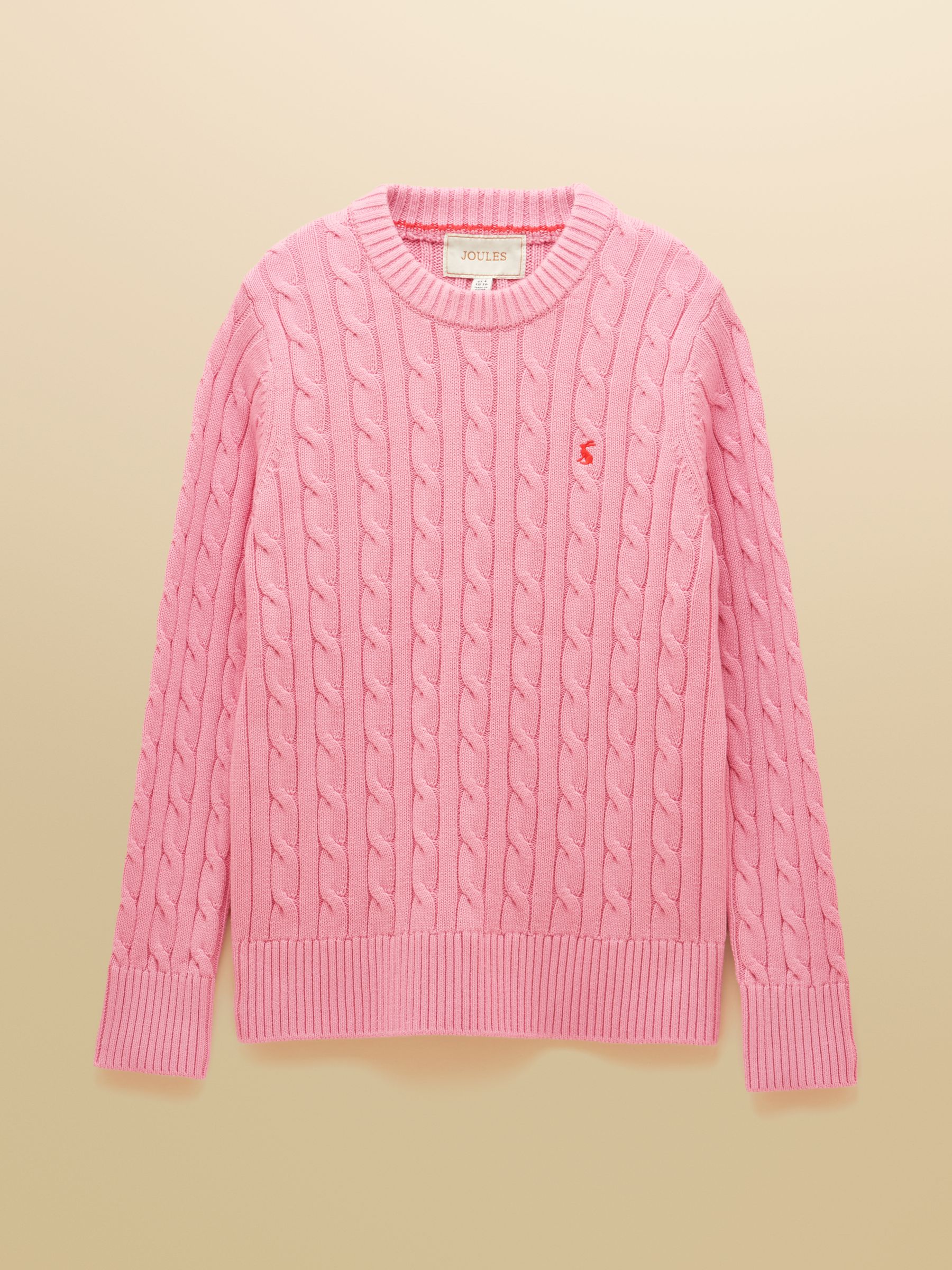 Classic Pink Cotton Cable Knit Jumper - Image 11 of 11