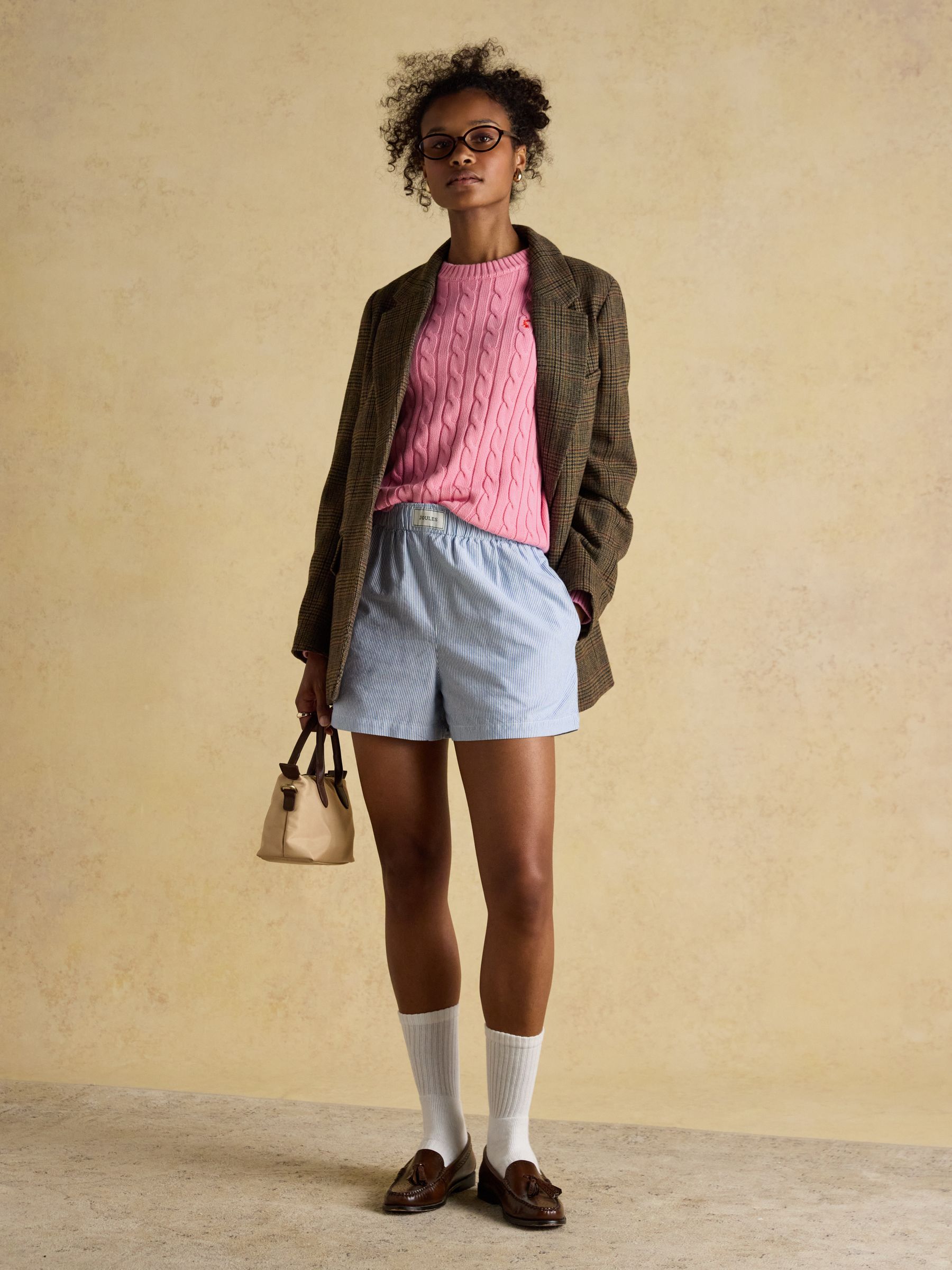 Classic Cable Pink Cotton Crew Neck Jumper - Image 9 of 10