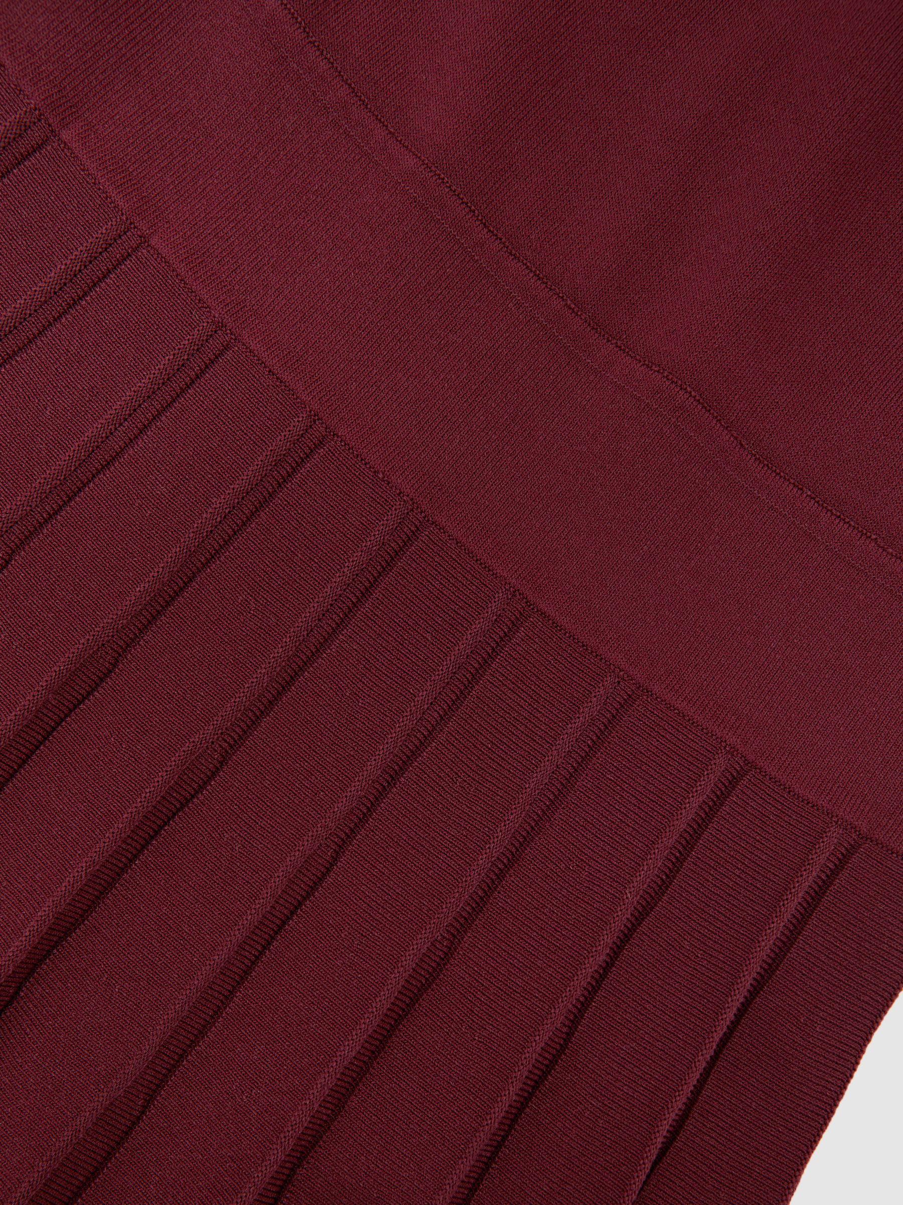 Belted Knit Pleated Midi Dress in Raspberry Red - image 3