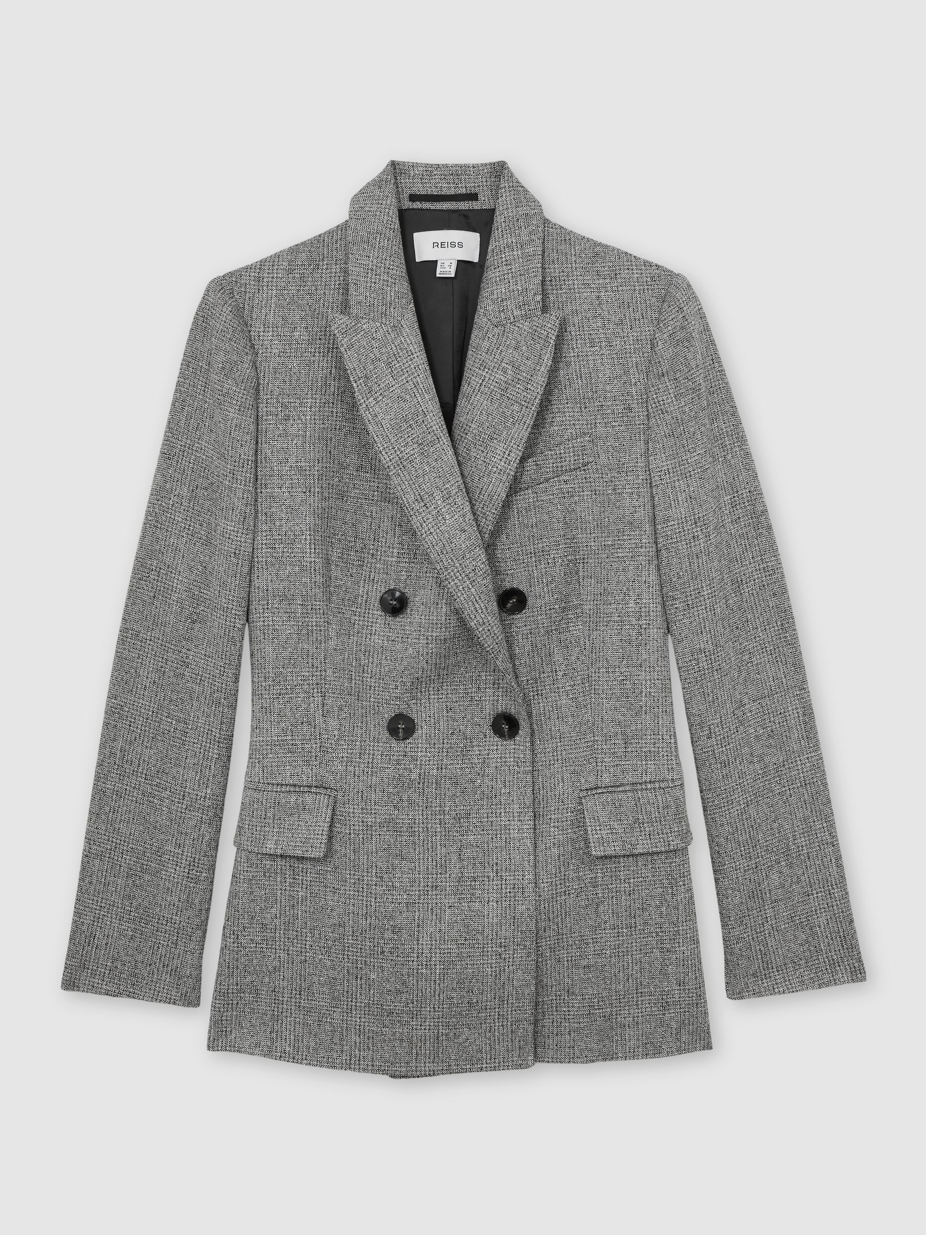 Double-Breasted Textured Suit Blazer in Grey - Image 2 of 11