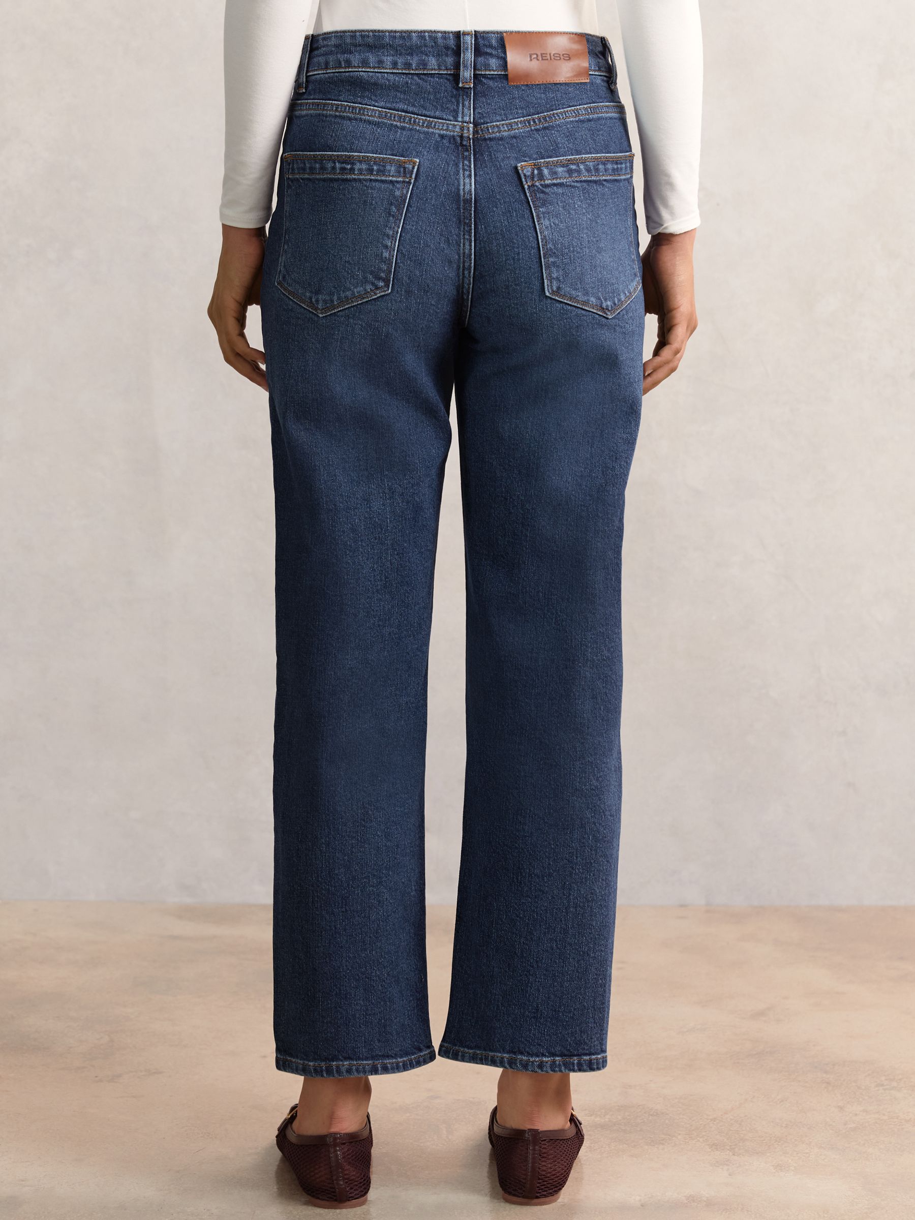 Straight-Leg Patch-Pocket Jeans in Mid Blue - Image 4 of 5