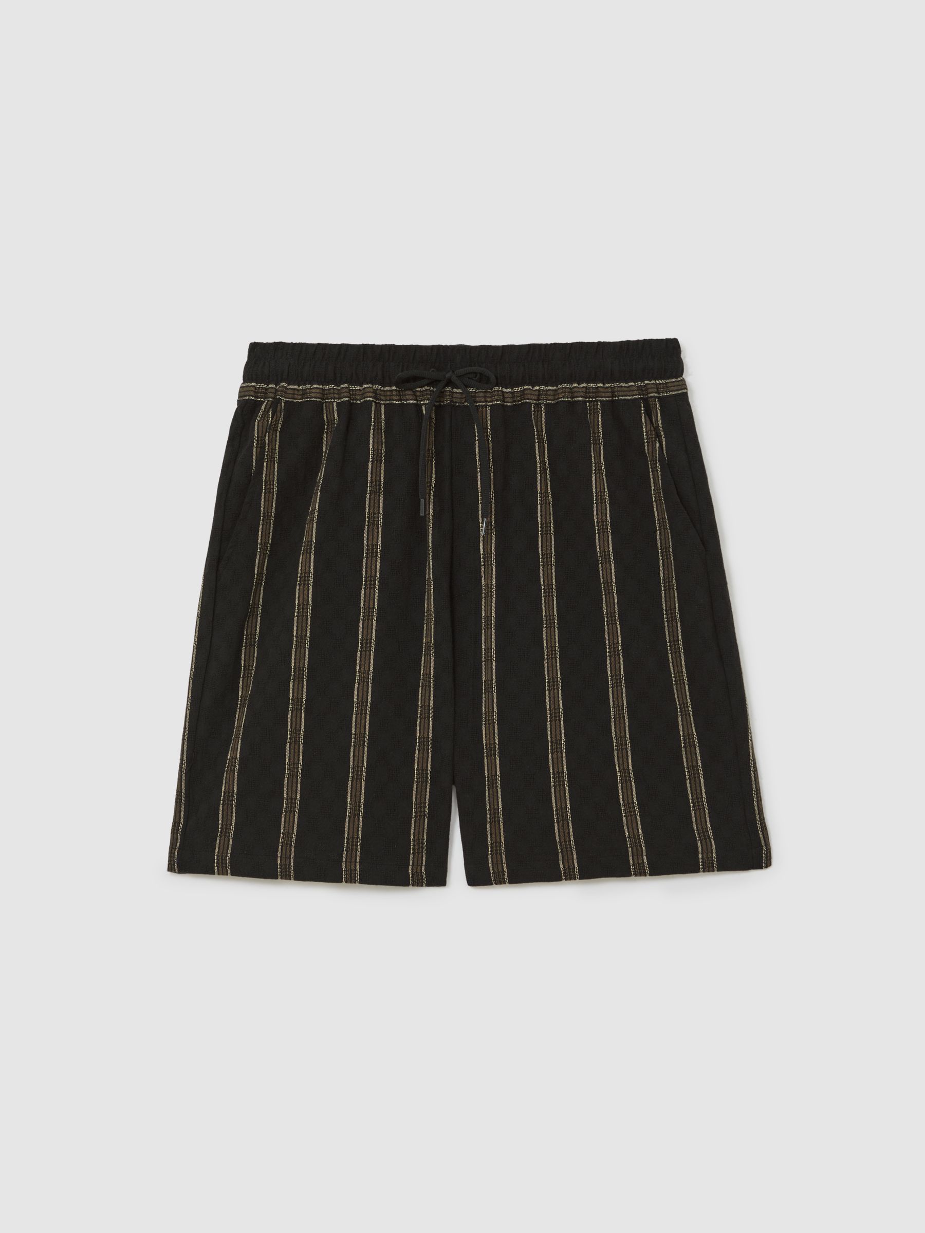 Les Deux Textured Stripe Shorts in Black - Image 2 of 5