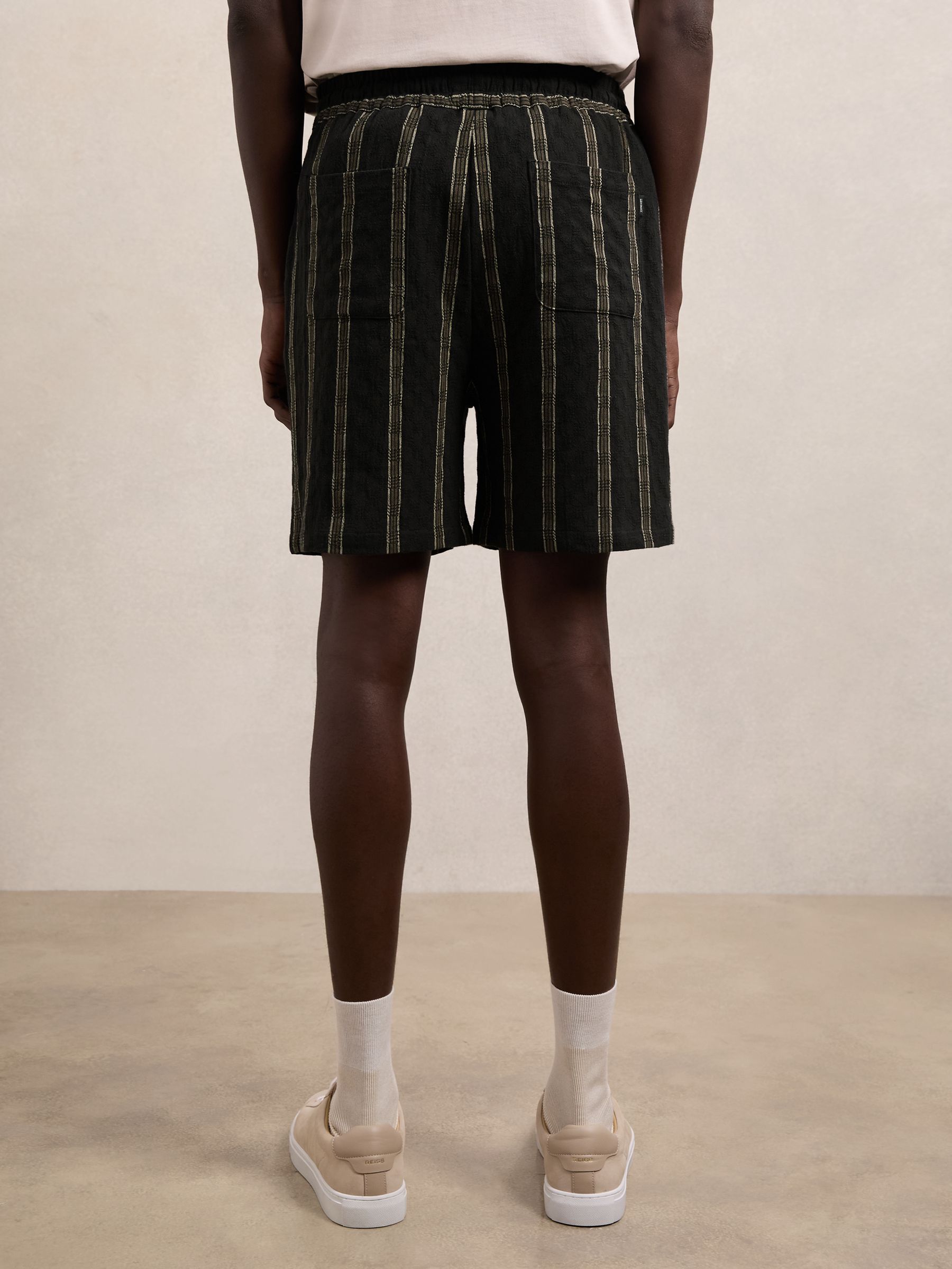 Les Deux Textured Stripe Shorts in Black - Image 4 of 5