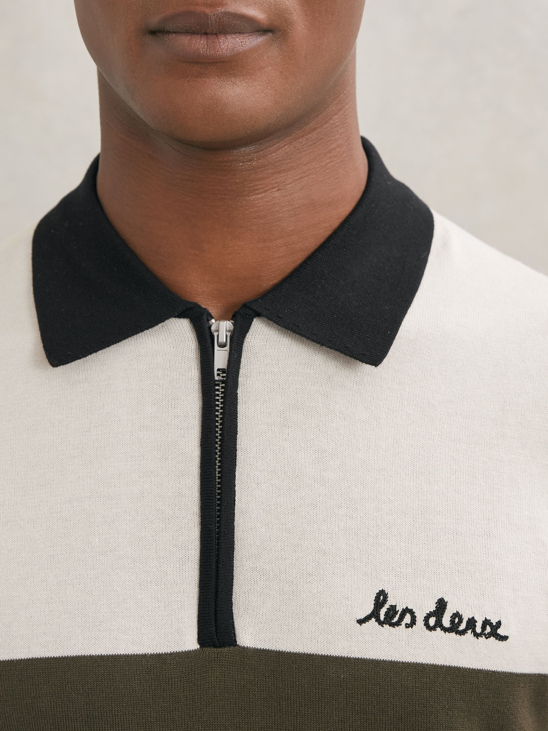 Les Deux Raul Knitted Polo Shirt in Ivory - Image 3 of 5