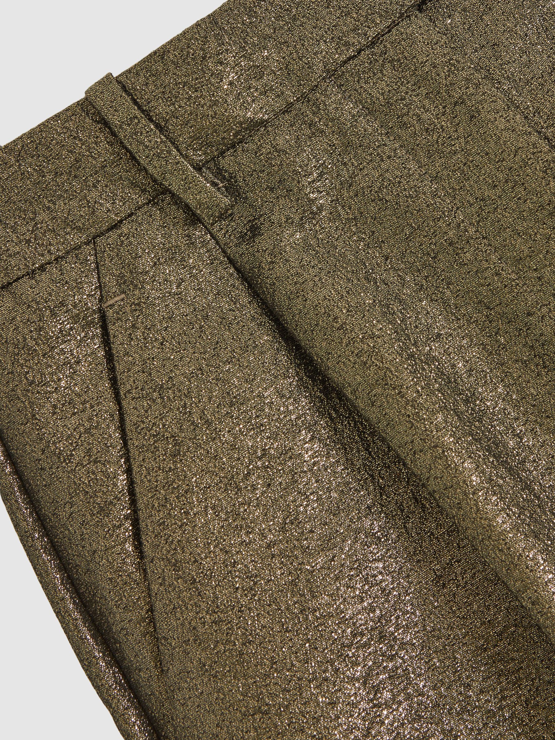 Tapered Metallic Suit Trousers with Cotton in Gold - Image 7 of 7