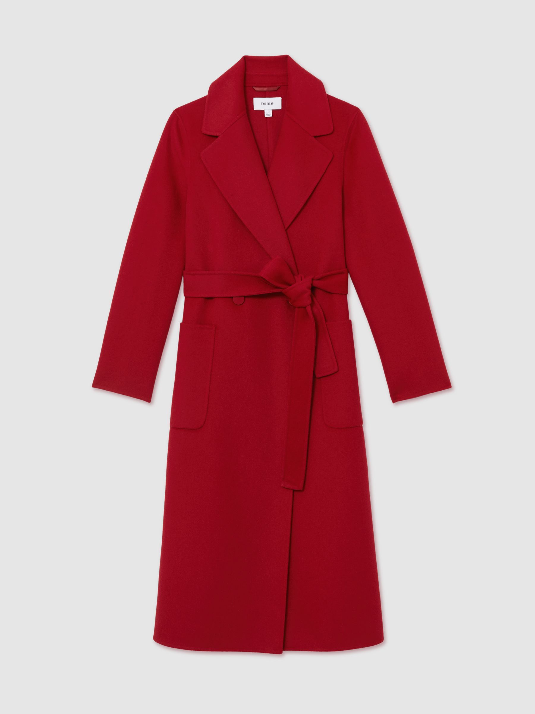 Wool-Blend Double-Breasted Blindseam Coat in Red - image 1