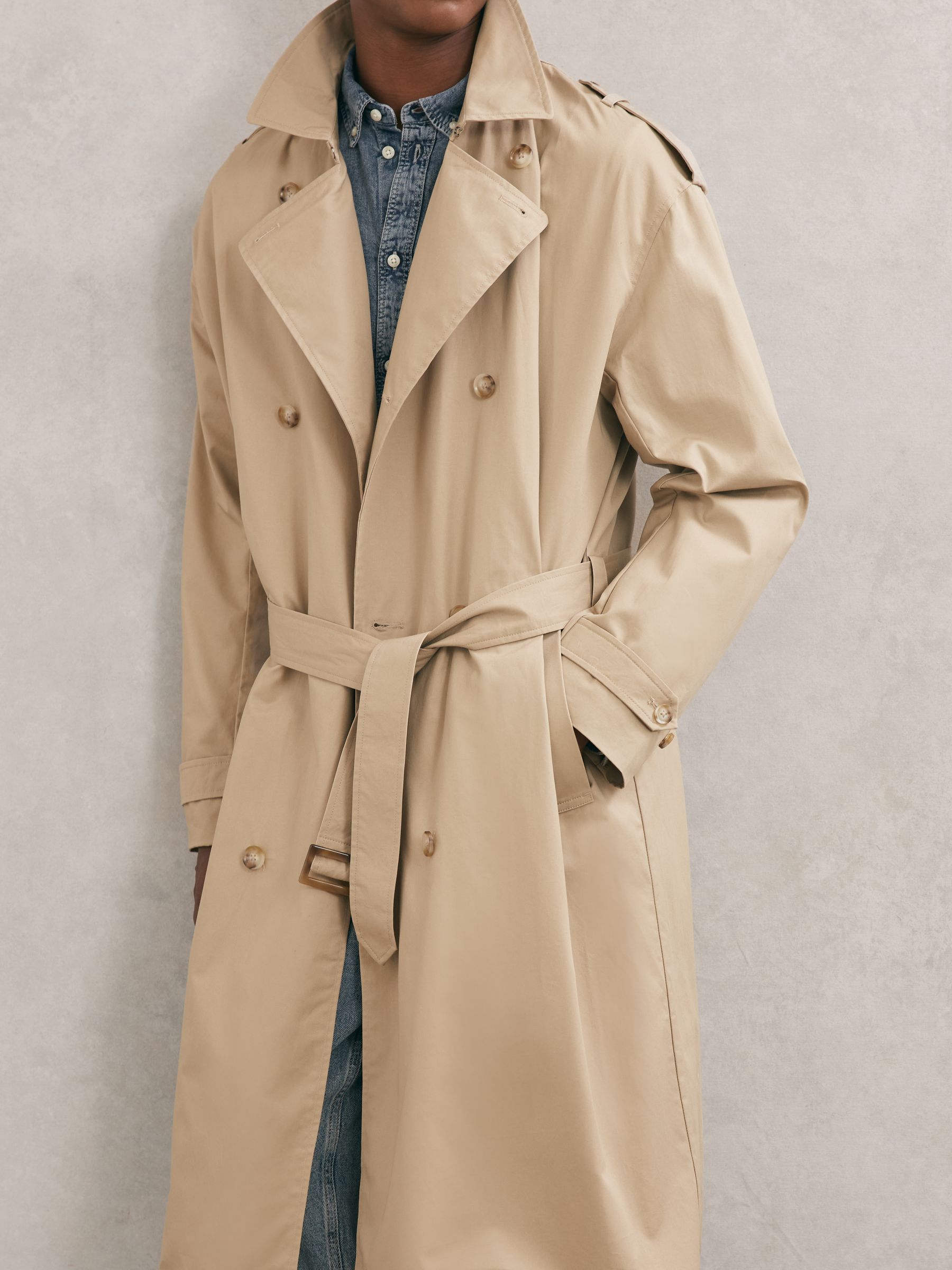 Les Deux Cotton Trench Coat in Dark Sand - Image 3 of 5