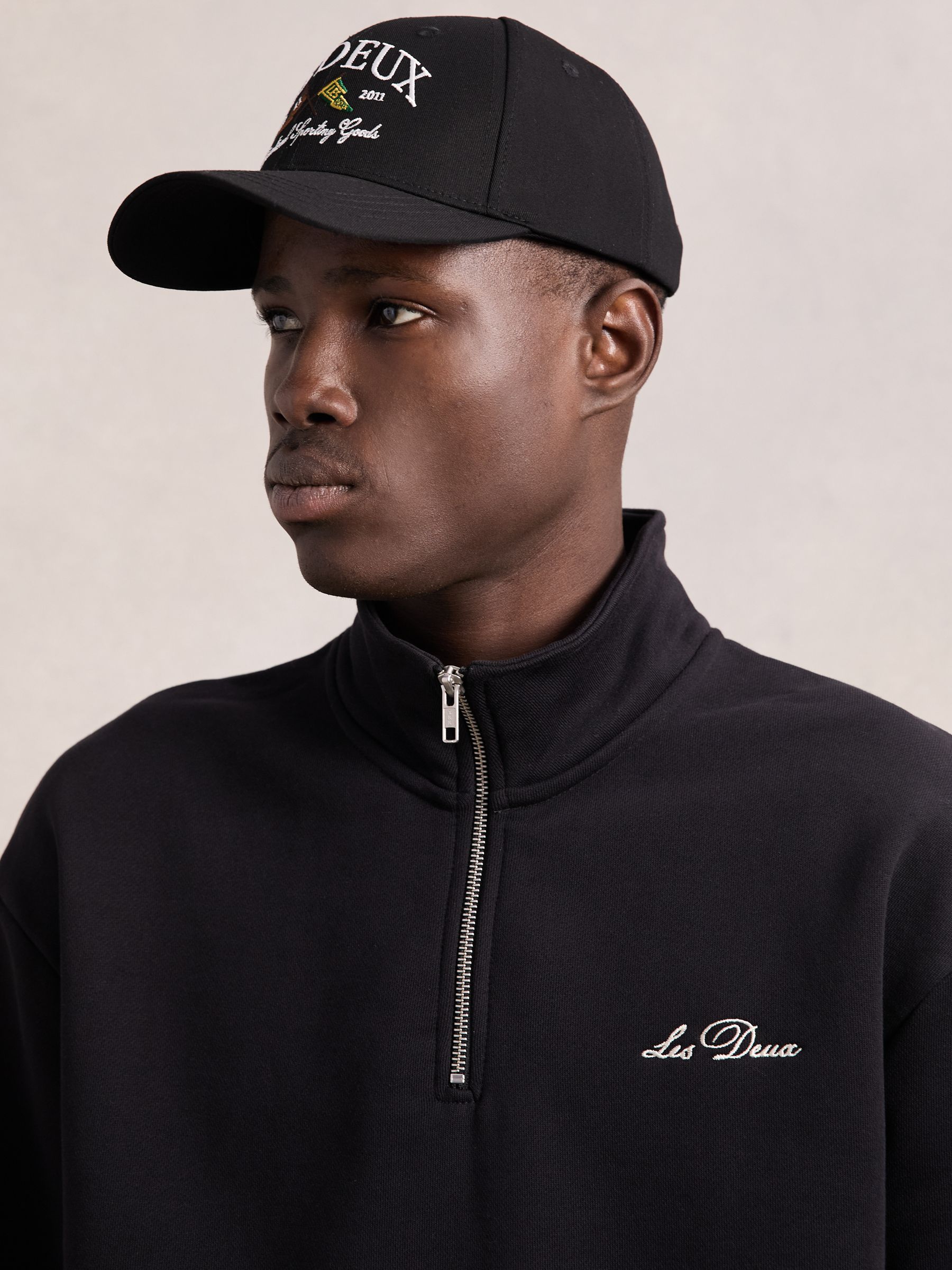 Les Deux Ivy League Cotton Baseball Cap in Black - Image 6 of 6