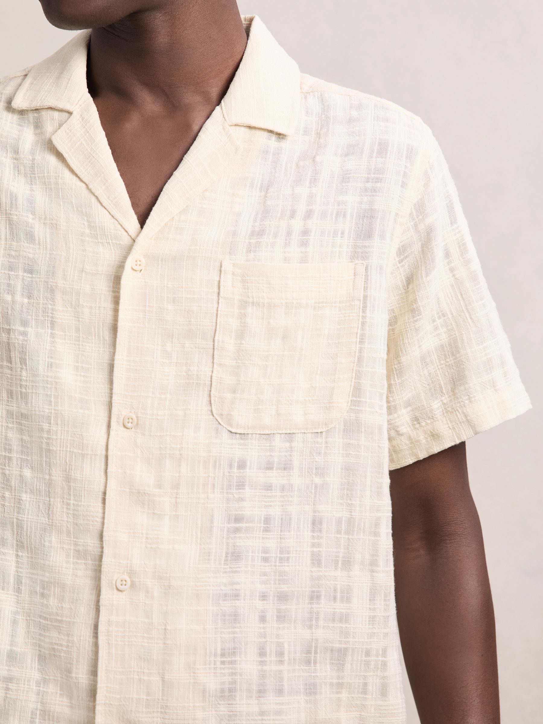 Les Deux Cotton Textured-Weave Shirt in Ivory - Image 3 of 5