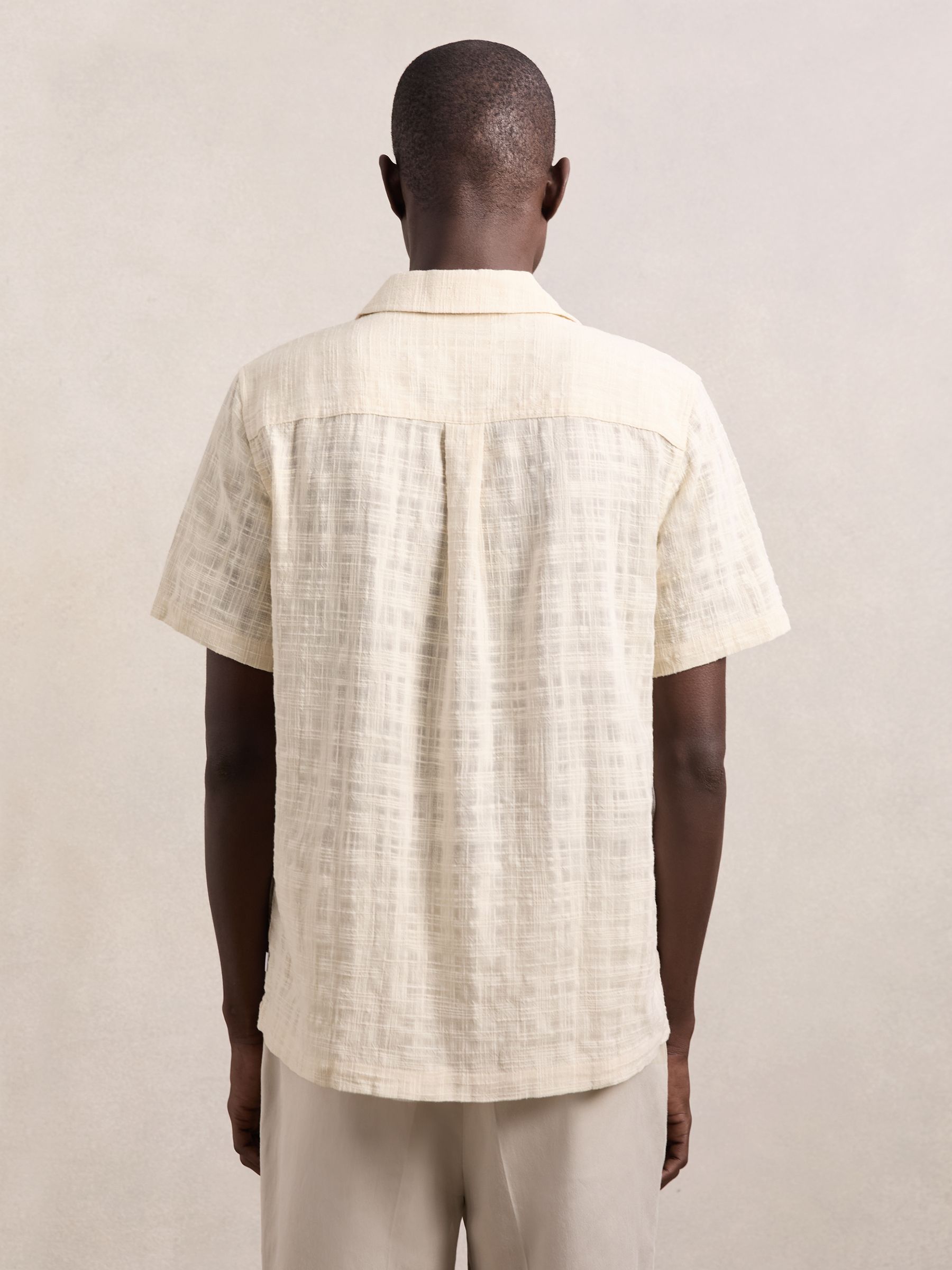 Les Deux Cotton Textured-Weave Shirt in Ivory - Image 4 of 5