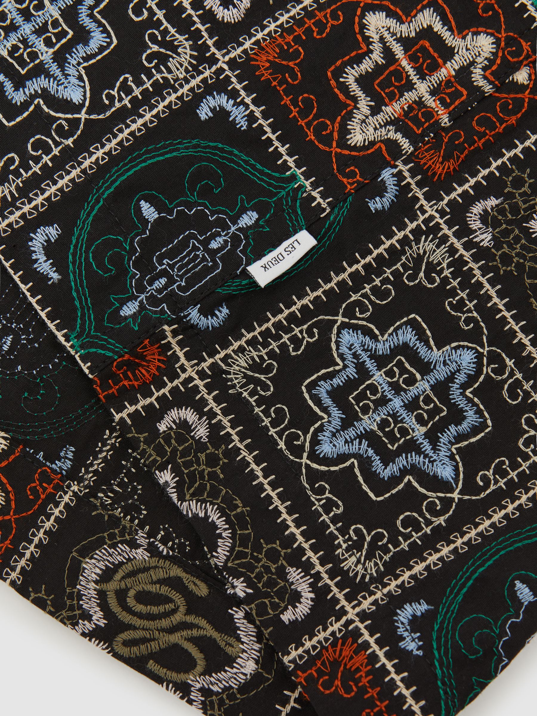 Les Deux Cotton Tile-Embroidery Shirt in Black - Image 5 of 5