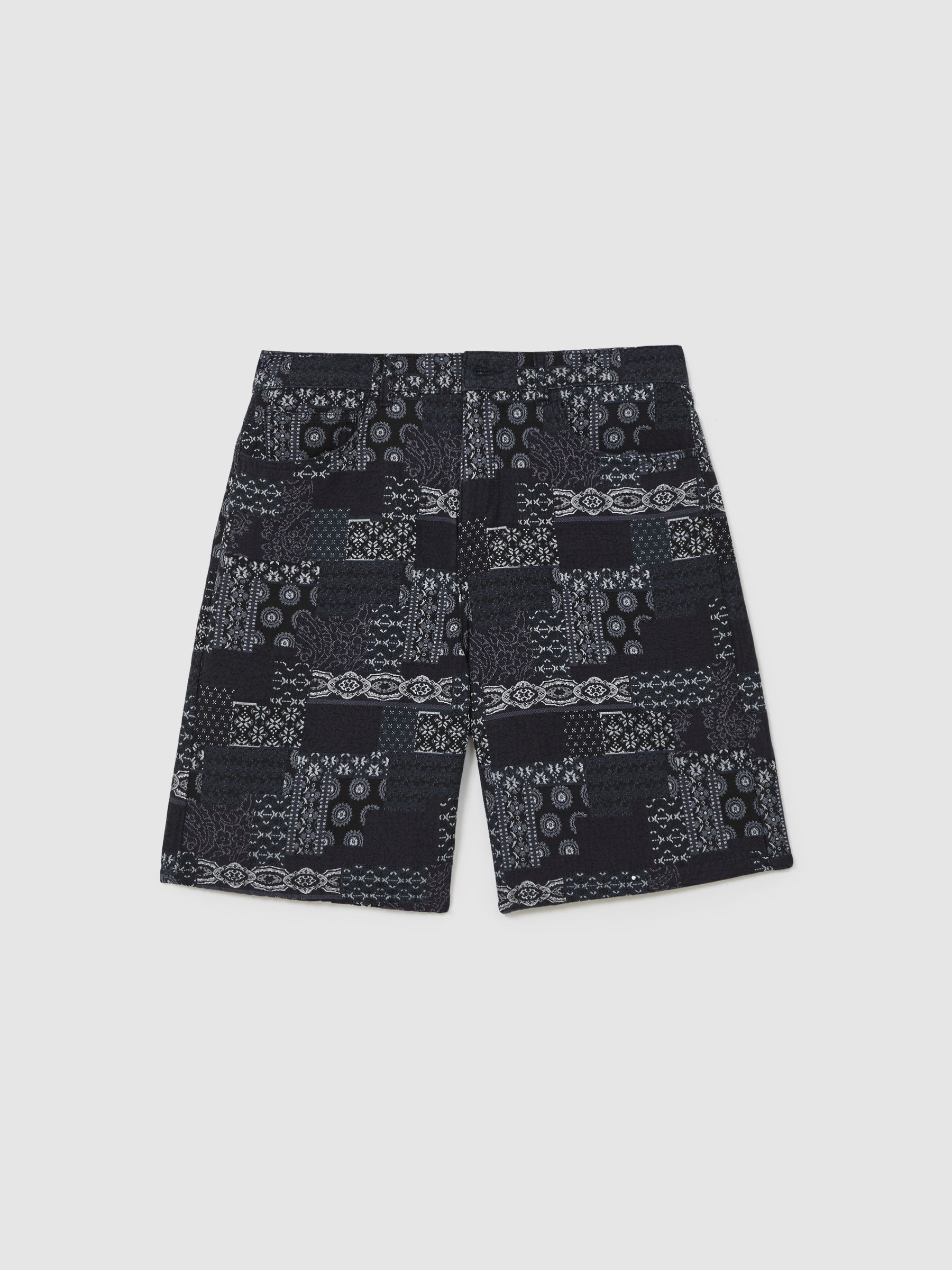 Les Deux Jacquard Denim Shorts in Denim Blue - Image 2 of 5