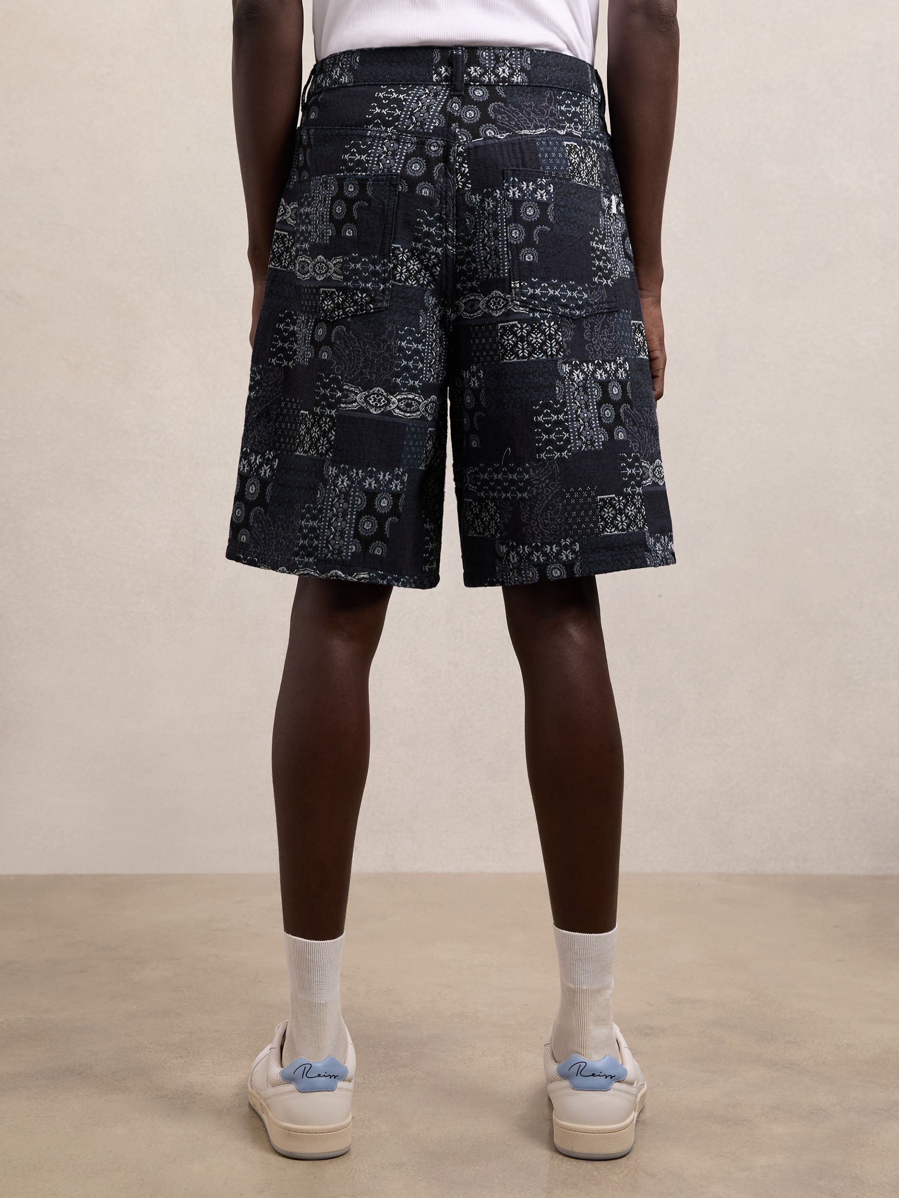 Les Deux Jacquard Denim Shorts in Denim Blue - Image 4 of 5