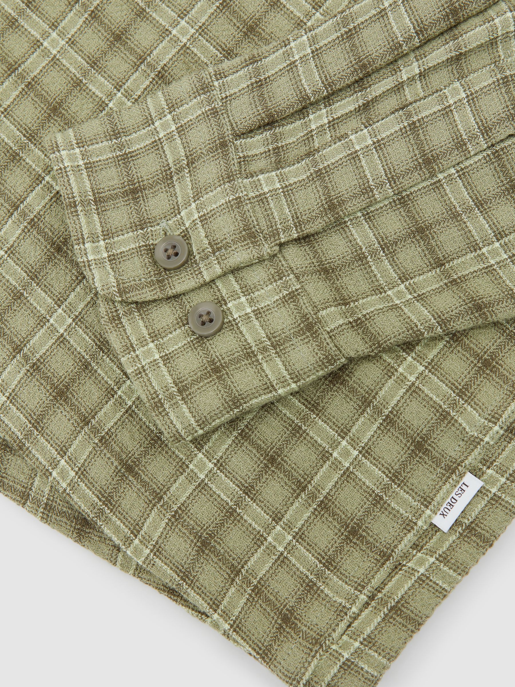 Les Deux Stretch-Cotton Check Shirt in Olive Night - Image 5 of 5