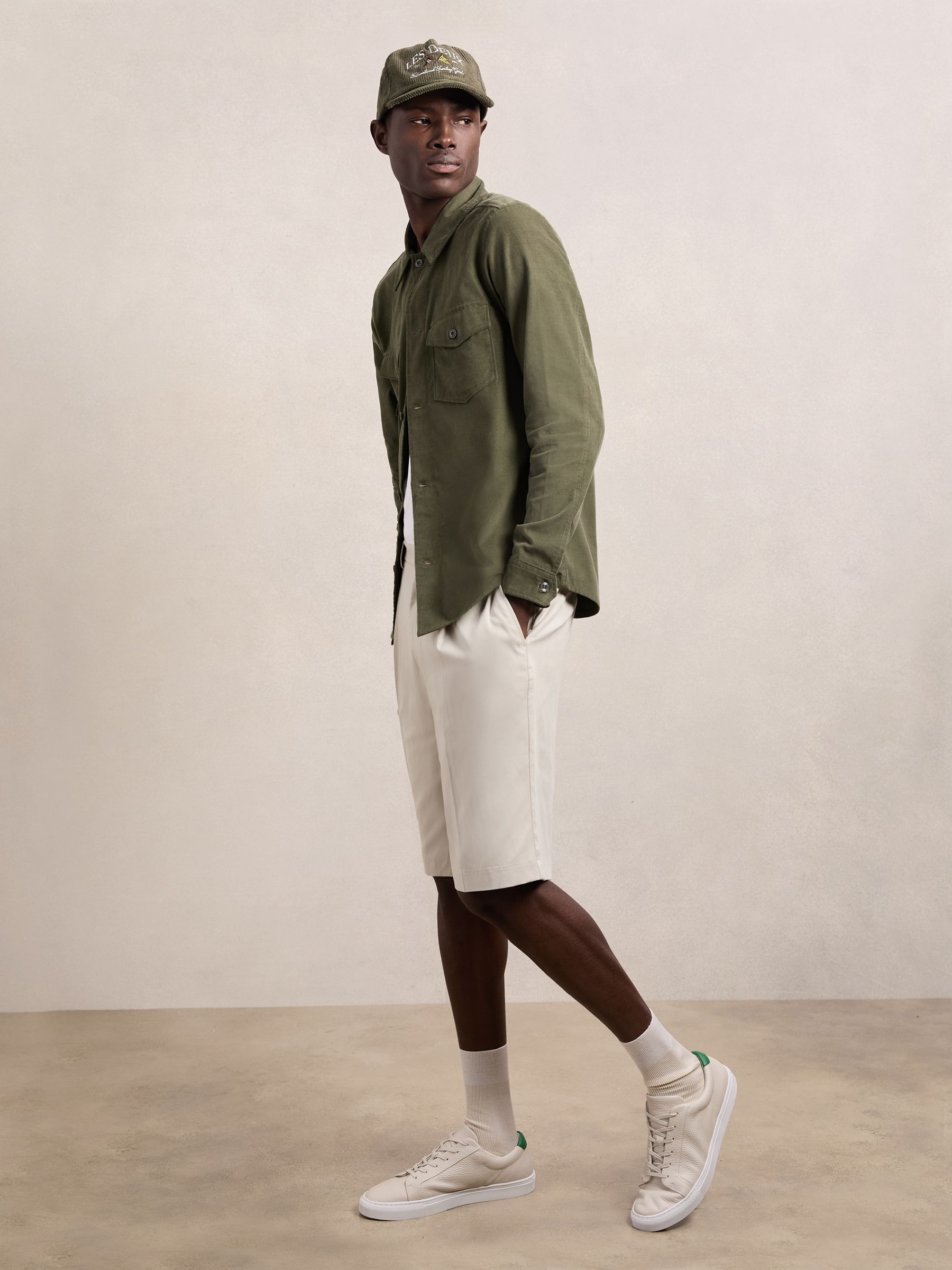 Les Deux Twill Pleated Suiting Shorts in Light Sand - Image 1 of 5