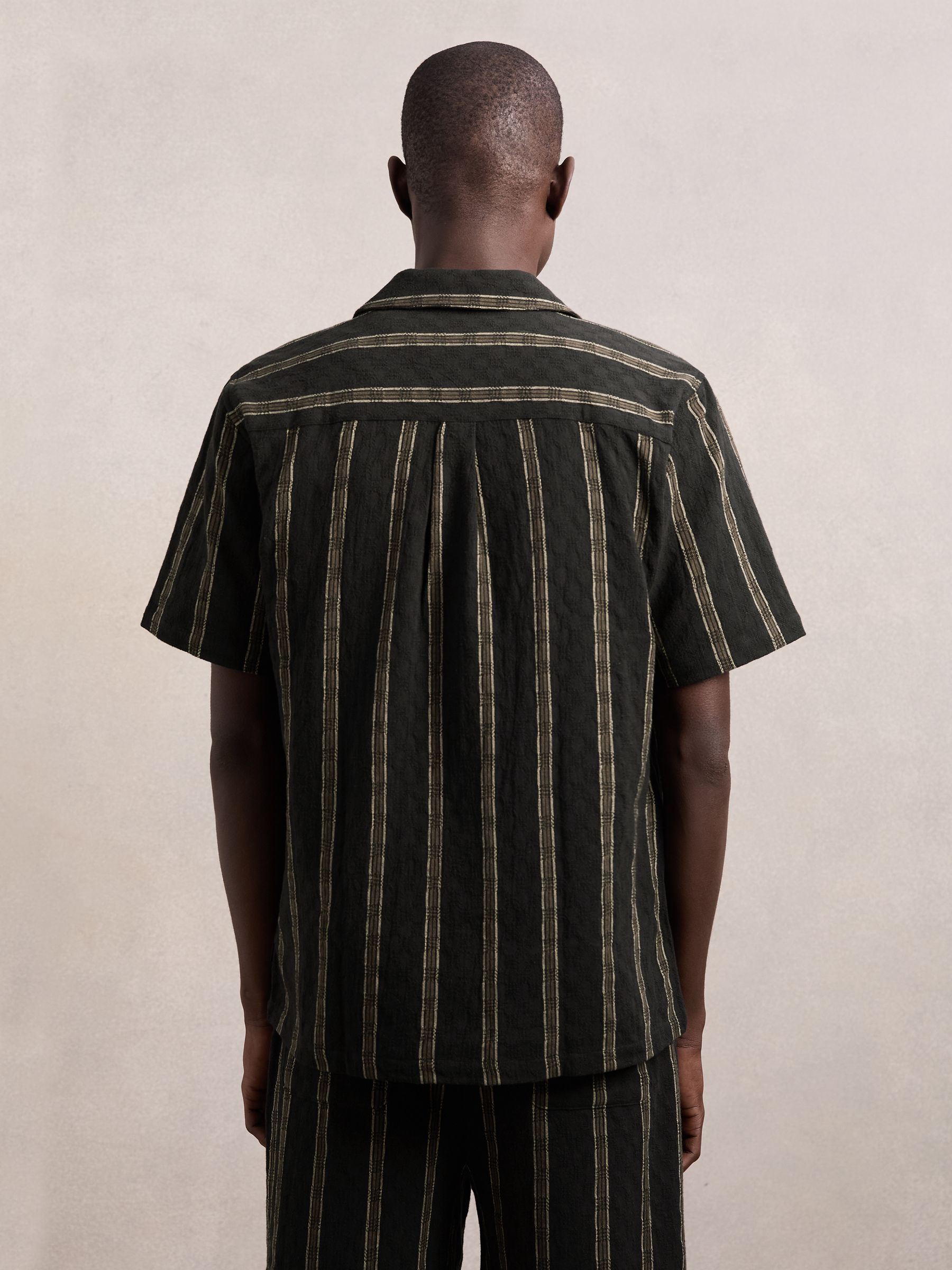 Les Deux Cotton Textured Stripe Shirt in Black - image 4