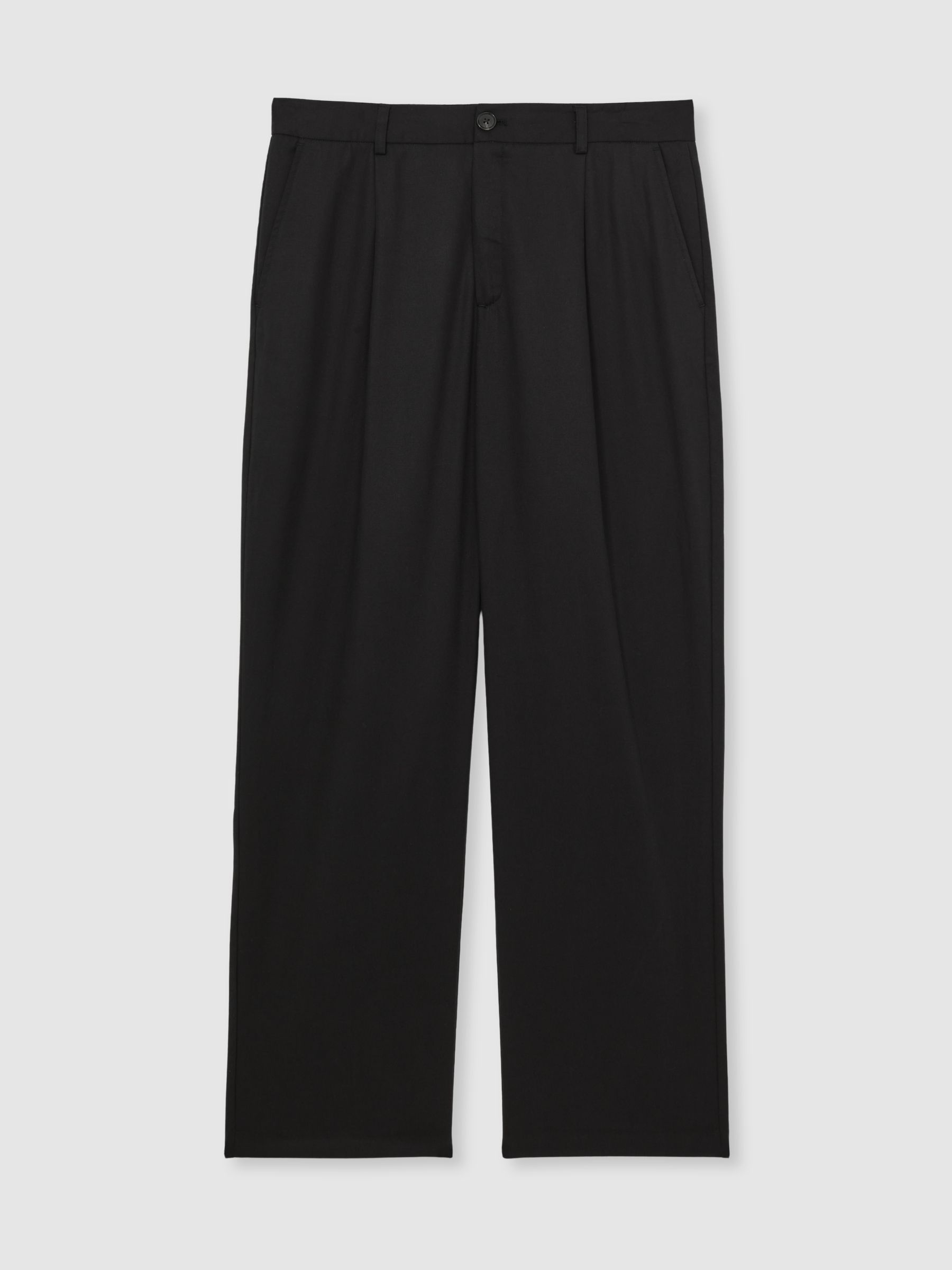 Les Deux Pleat-Front Twill Suit Trousers in Black - Image 2 of 5