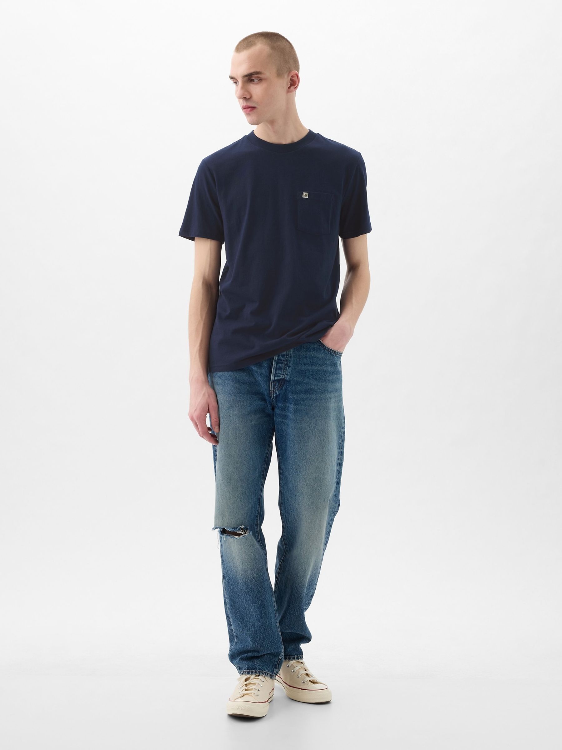 Navy Blue Pocket Short Sleeve T-Shirt - Image 3 of 4