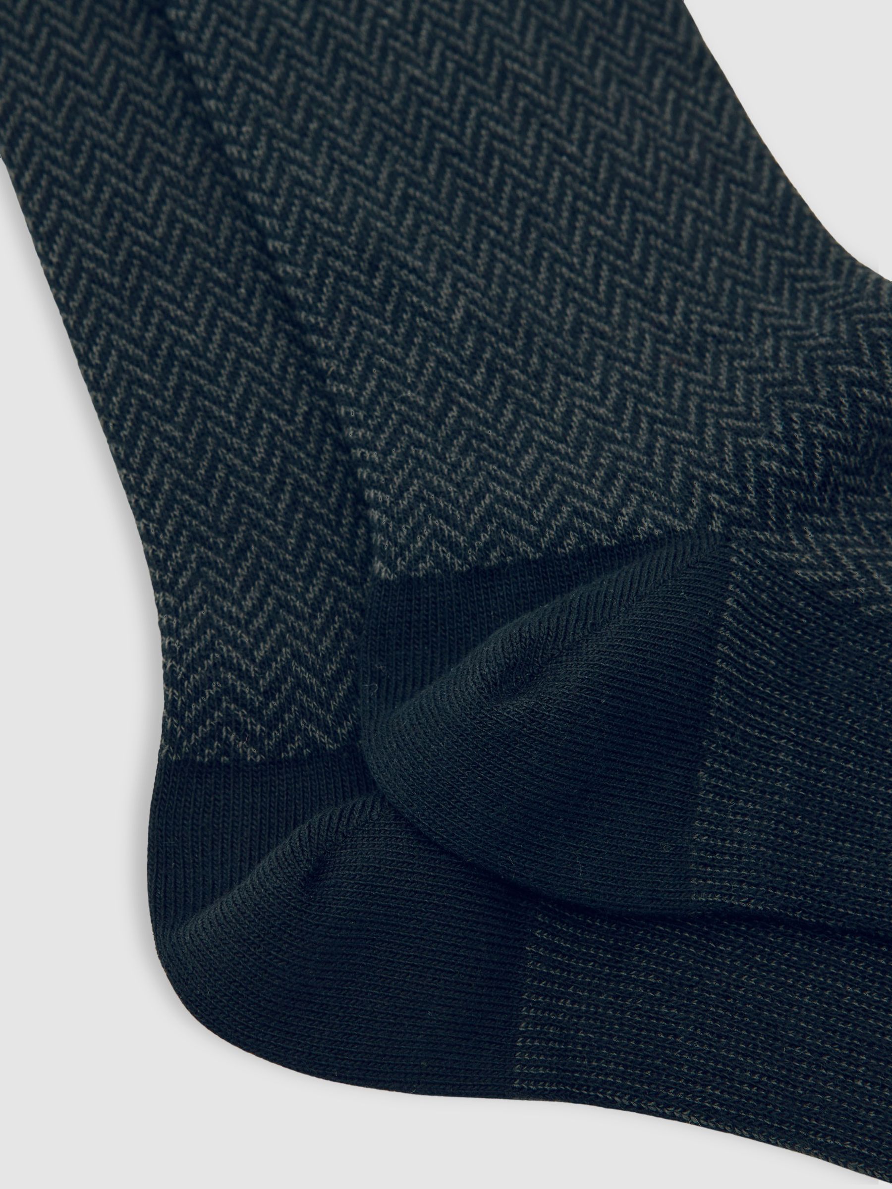 Cotton-Blend Herringbone Socks in Charcoal - Image 2 of 3
