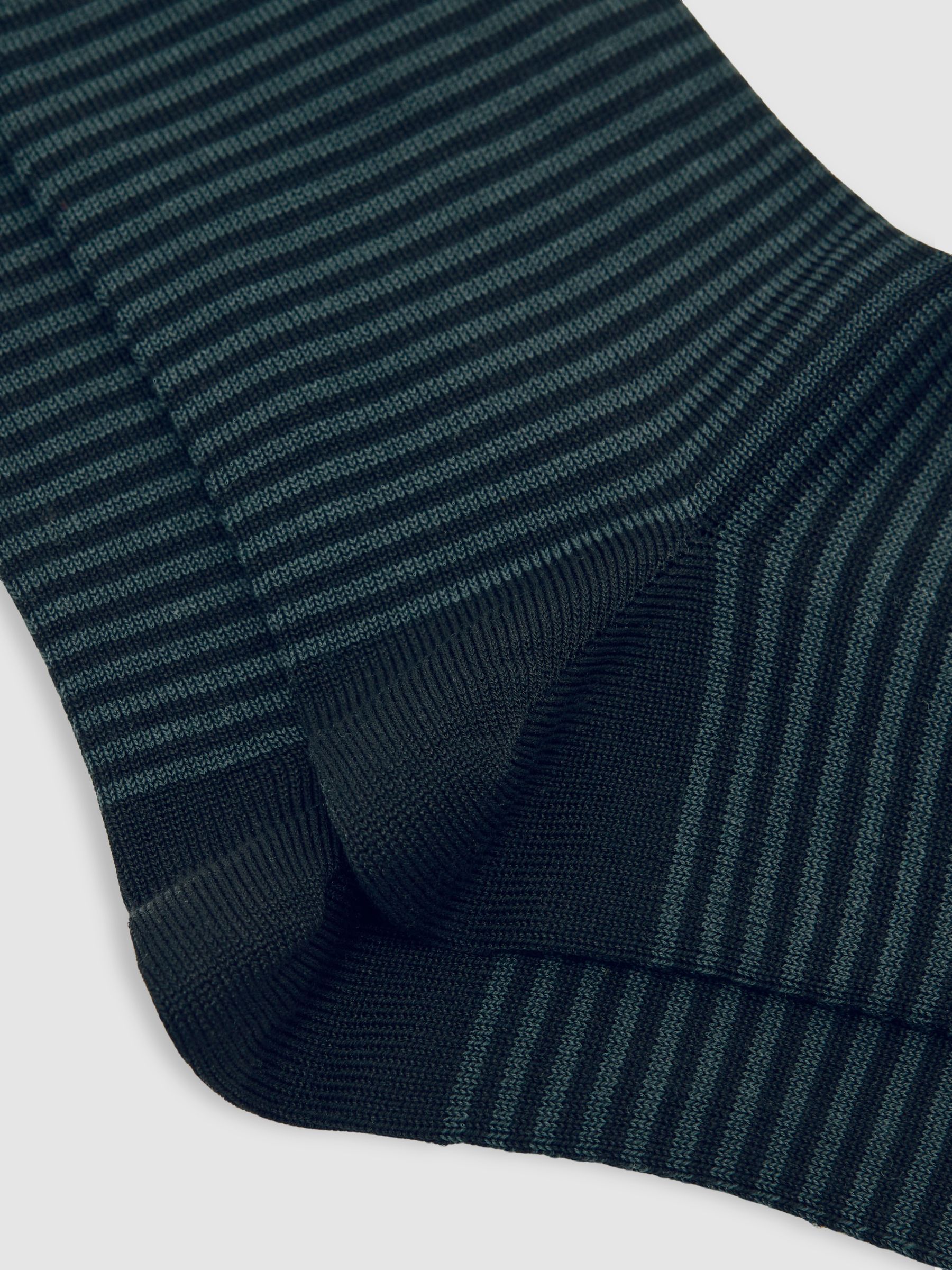 Striped Socks in Black/Dark Green - Image 2 of 3