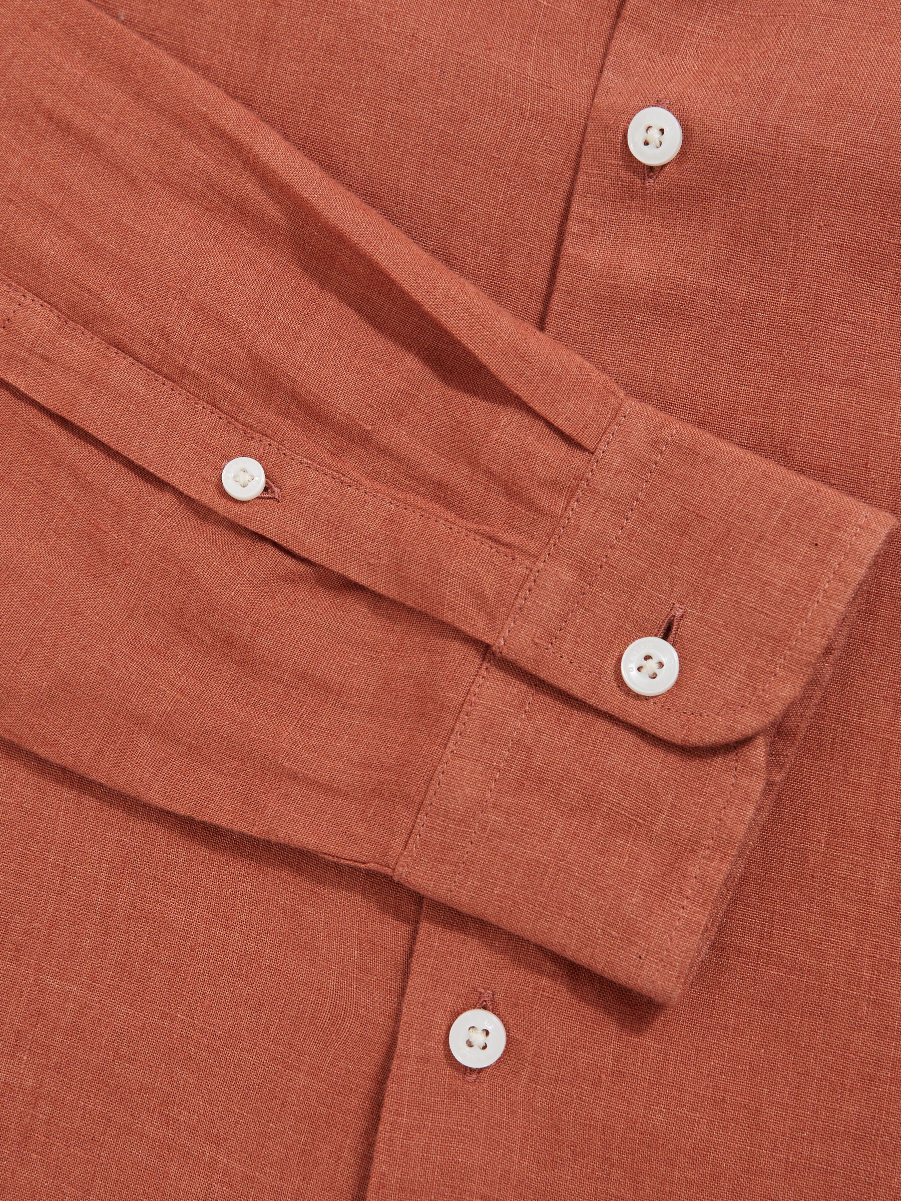 Linen Cutaway-Collar Shirt in Cinnamon Brown - Image 6 of 6