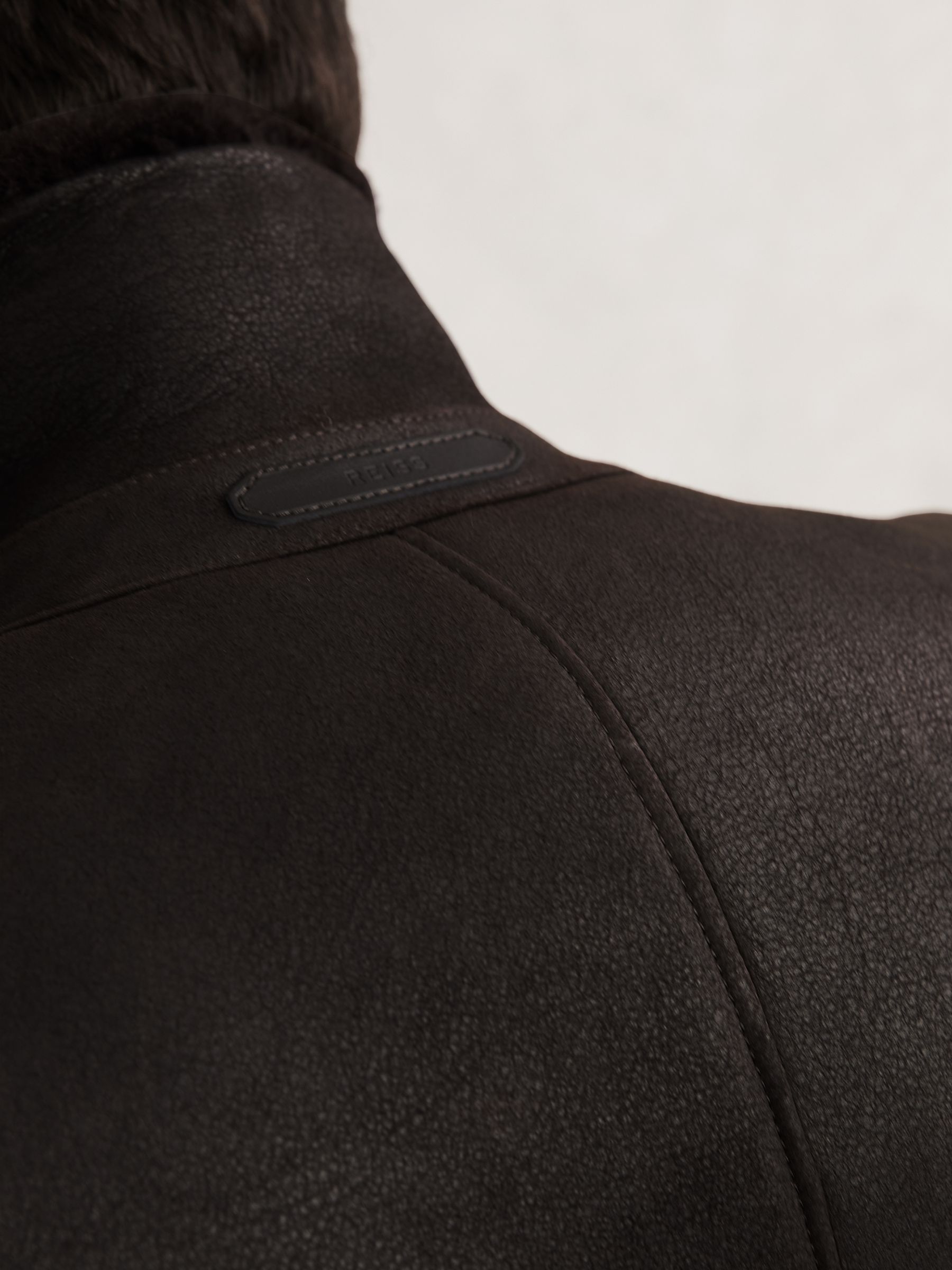 Button-Through Shearling Jacket in Brown - Image 6 of 9