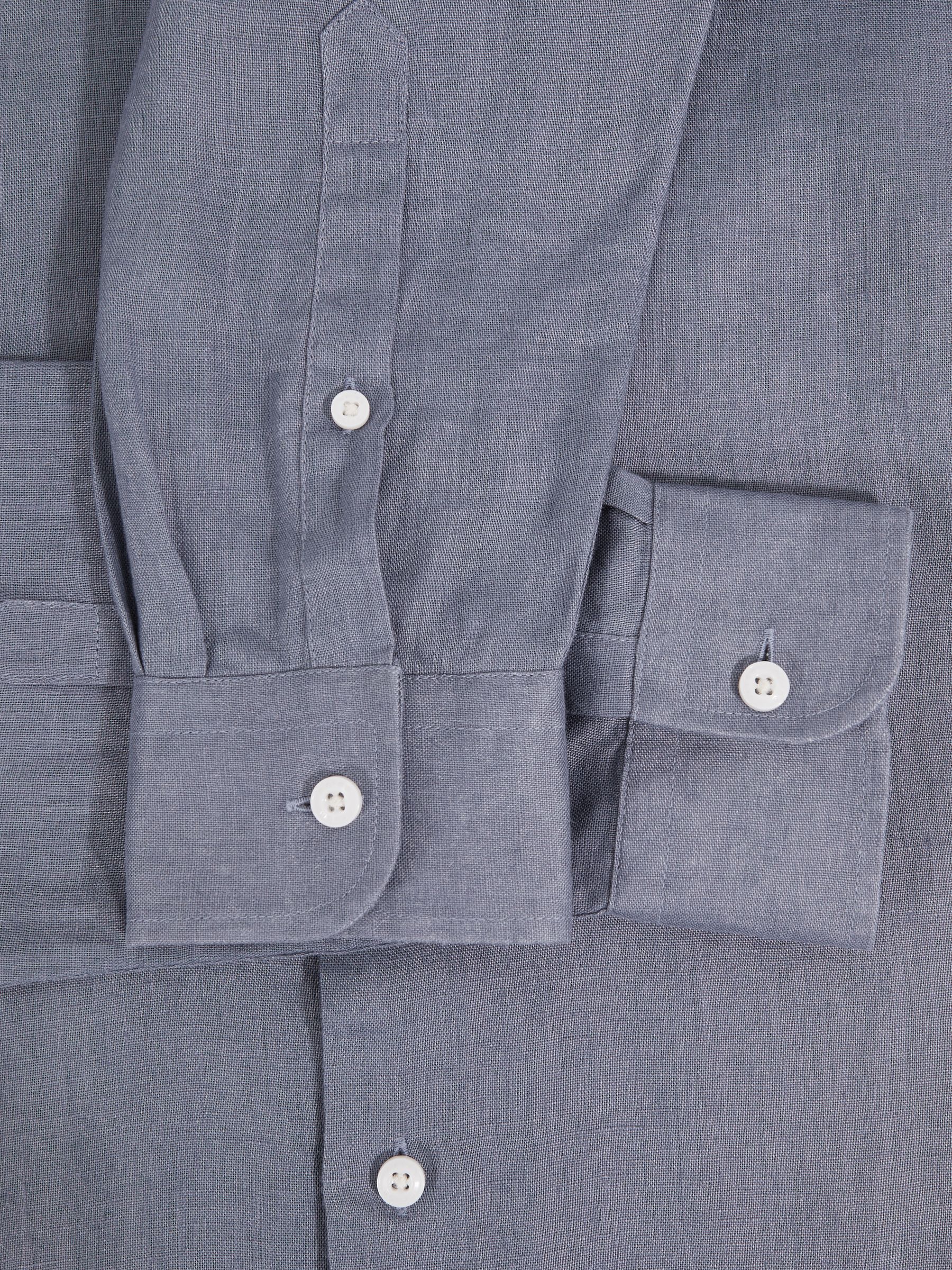 Linen Cutaway-Collar Regular-Fit Shirt in Airforce Blue - image 3
