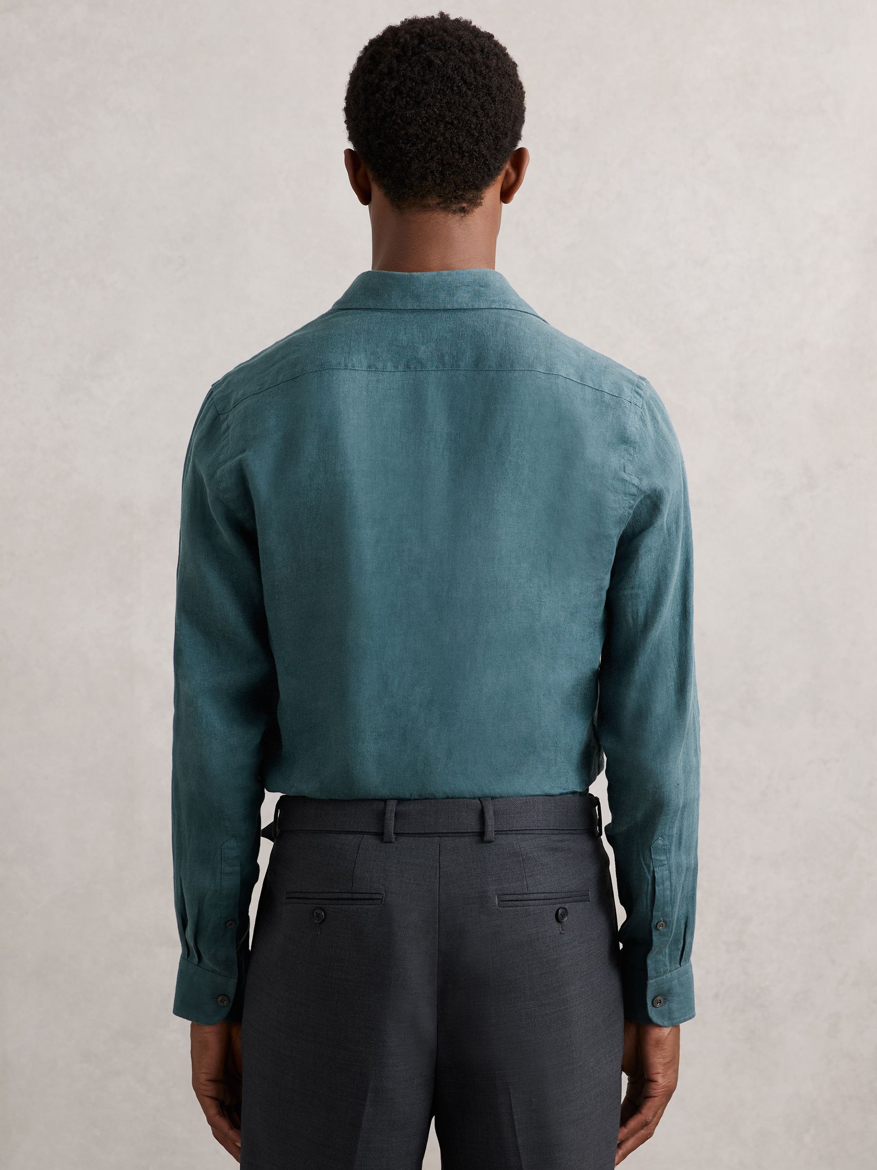 Linen Cutaway-Collar Shirt in Orion Blue - Image 5 of 6