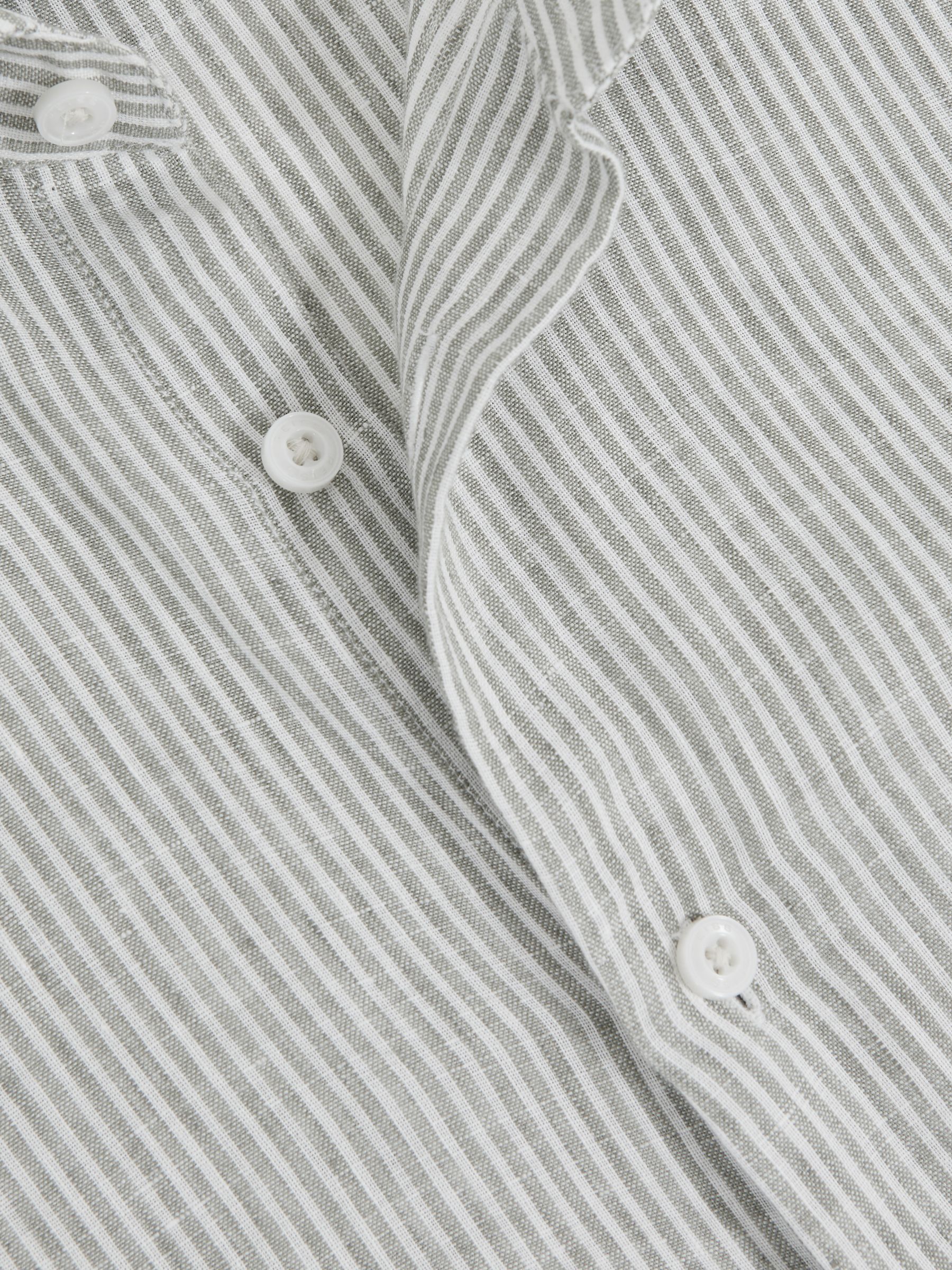 Linen Striped Cutaway-Collar Shirt in White/Thyme Green - Image 6 of 6