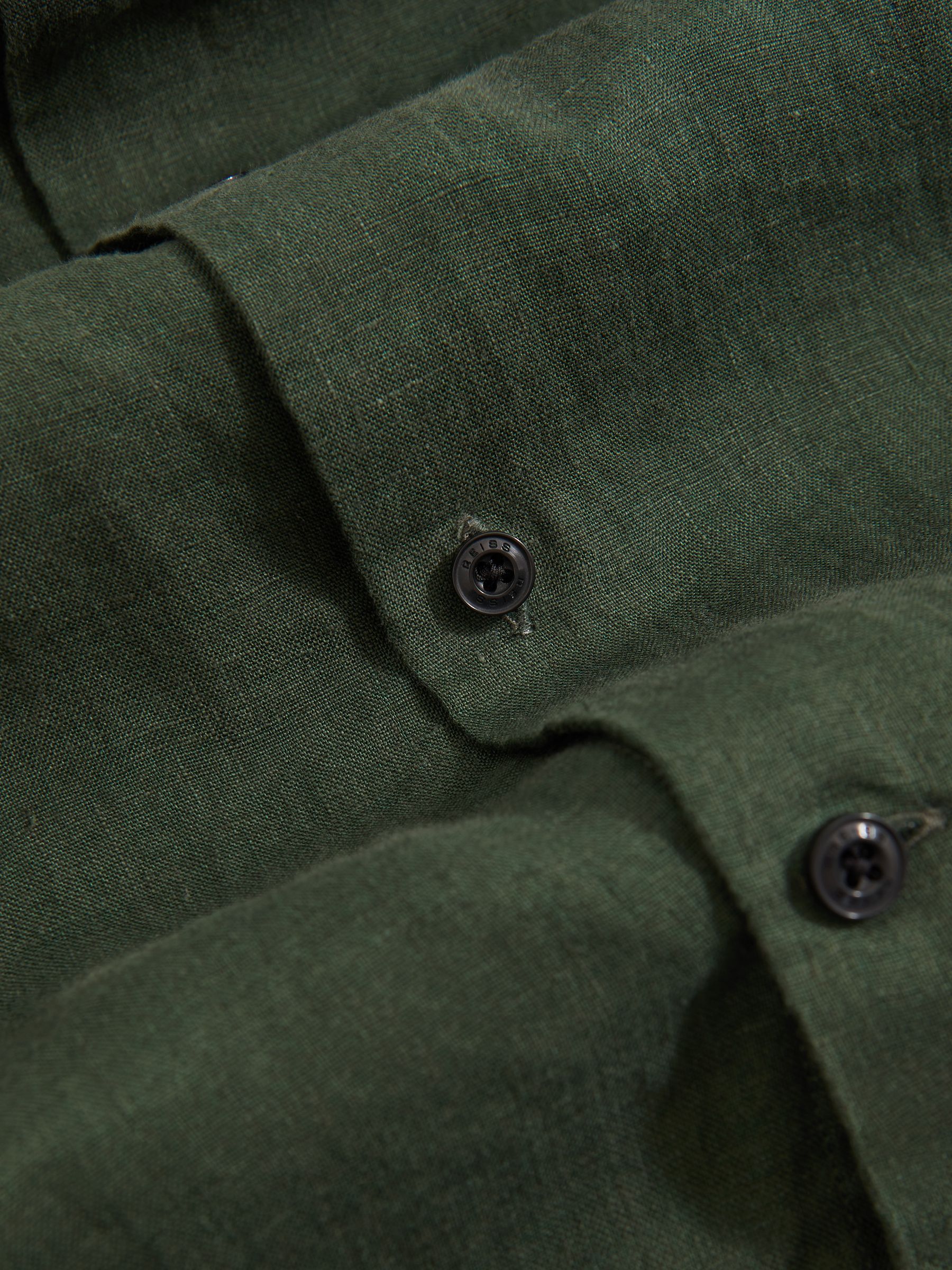 Linen Cutaway-Collar Regular-Fit Shirt in Kale Green - image 5