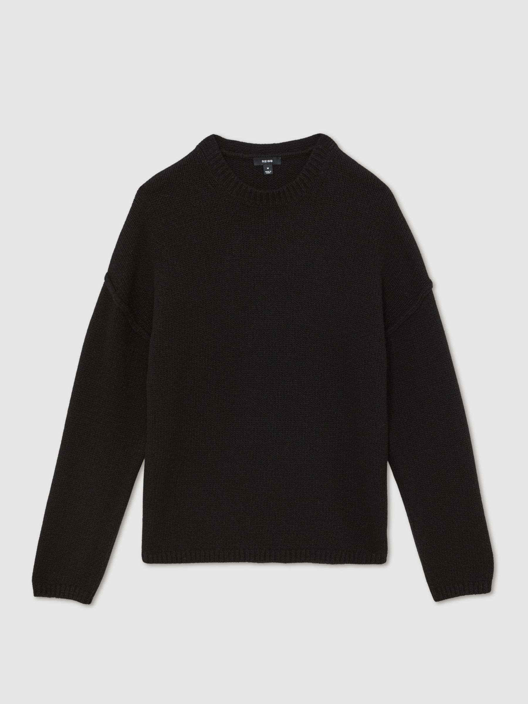 Wool-Blend Crew-Neck Relaxed Jumper in Black - image 1