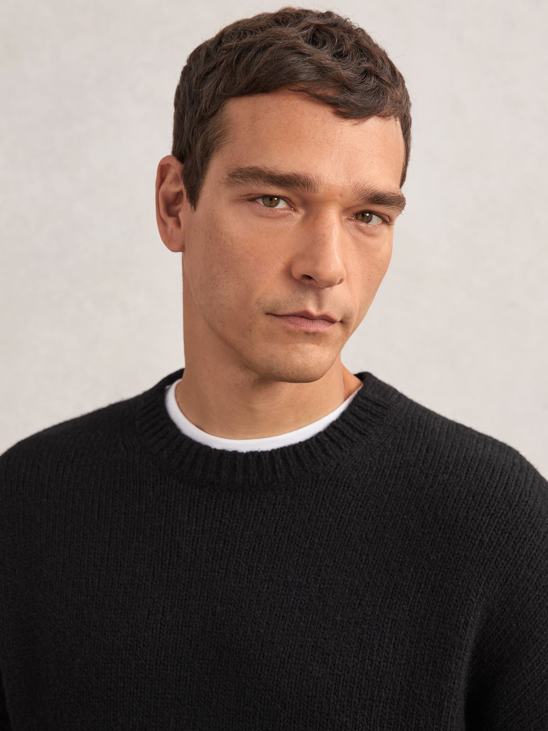 Pull décontracté Col rond en laine mélangée Noir - Image 4 de 6