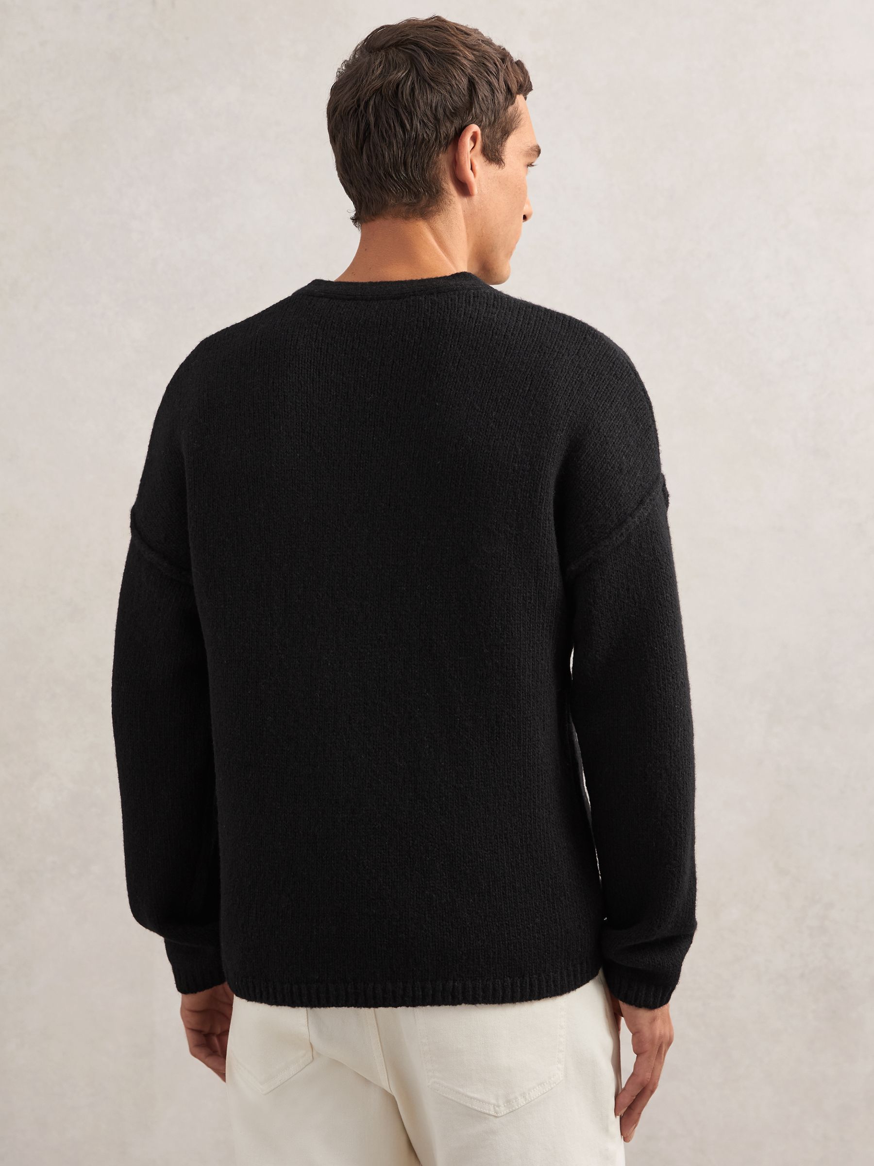 Wool-Blend Crew-Neck Relaxed Jumper in Black - image 4