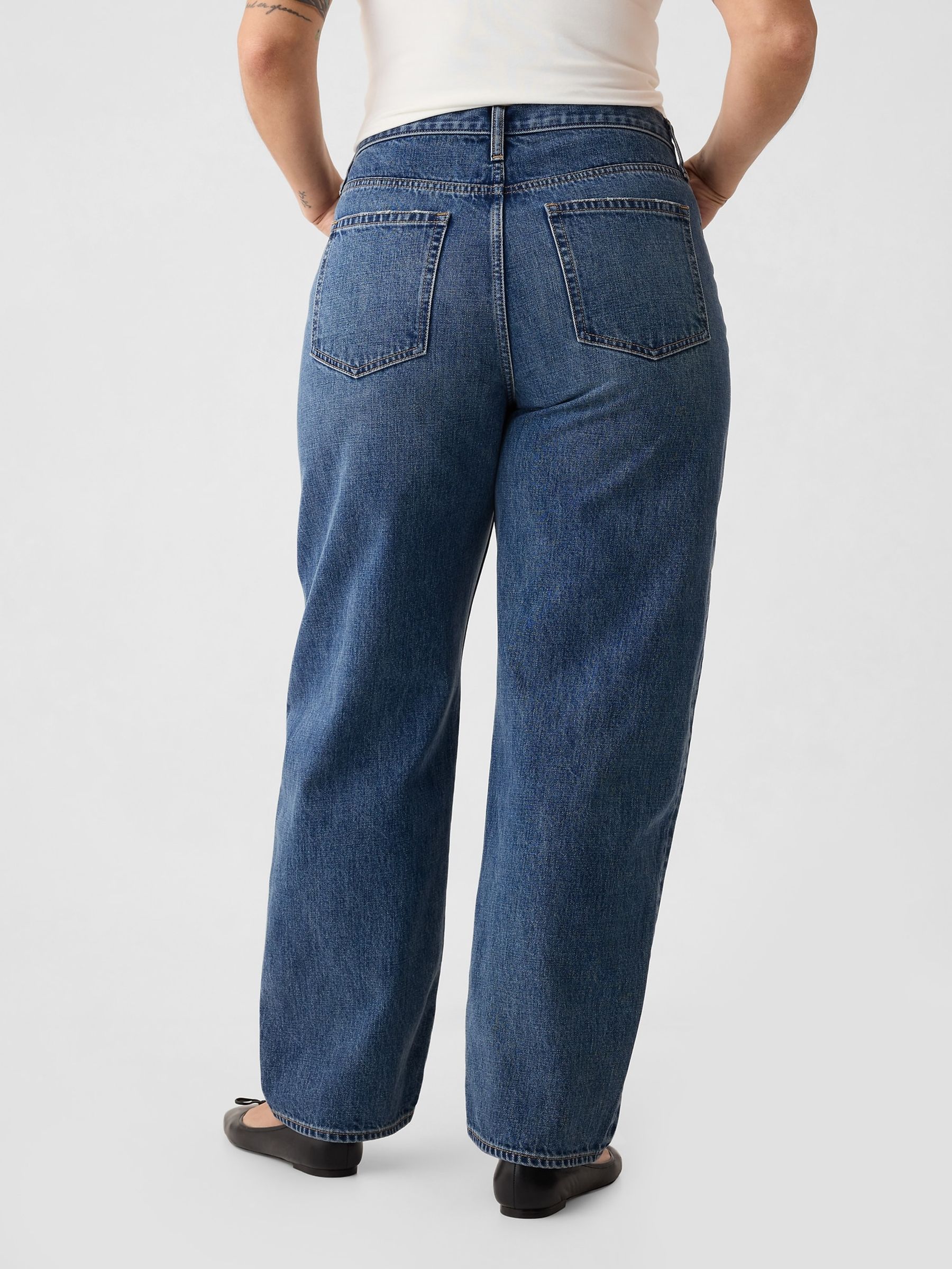 Blue High Rise Barrel Jeans - Image 6 of 9