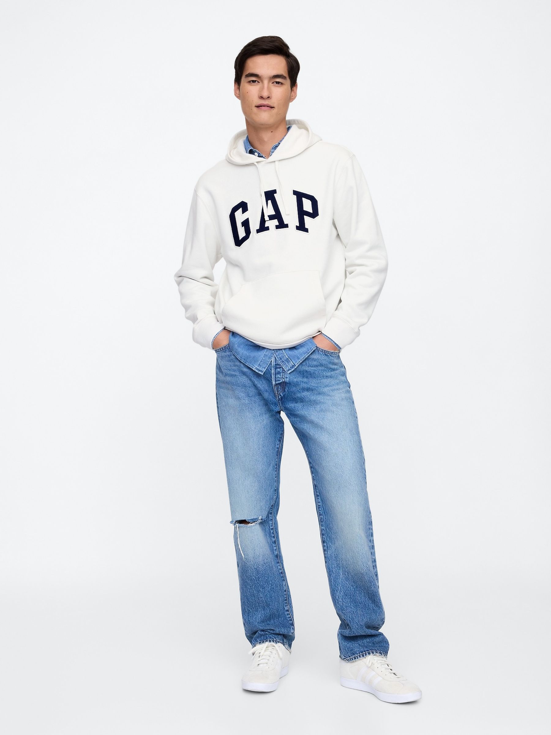 White Logo Fleece Zip Hoodie - Image 3 of 4