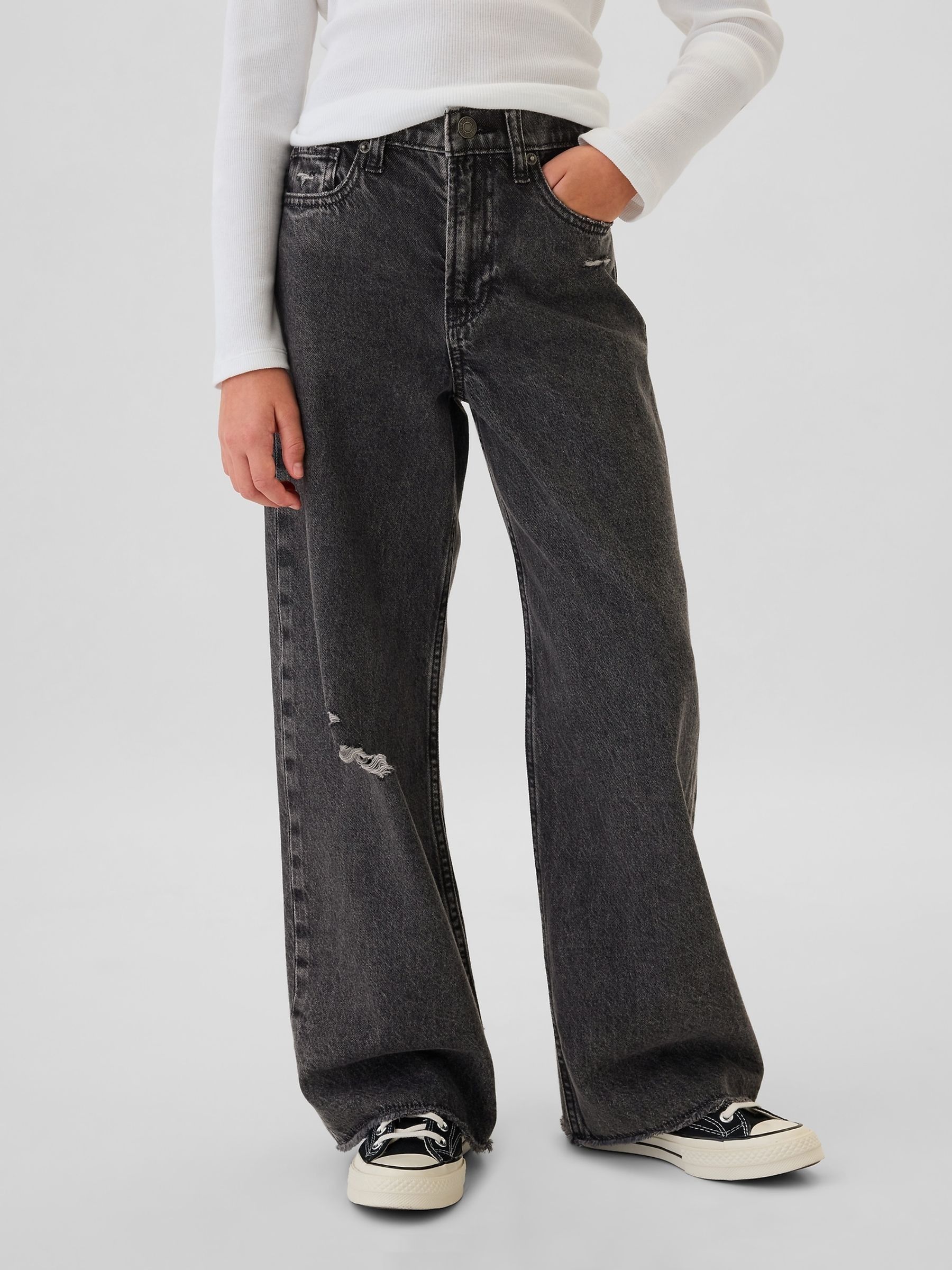 Black Low Waisted Wide Leg Jeans (5-13yrs) - Image 5 of 11