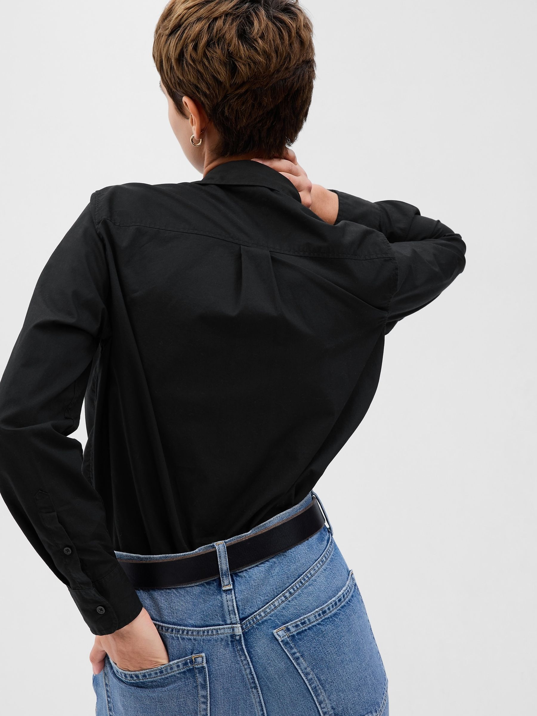 Black Cotton Poplin Classic Shirt - Image 2 of 4