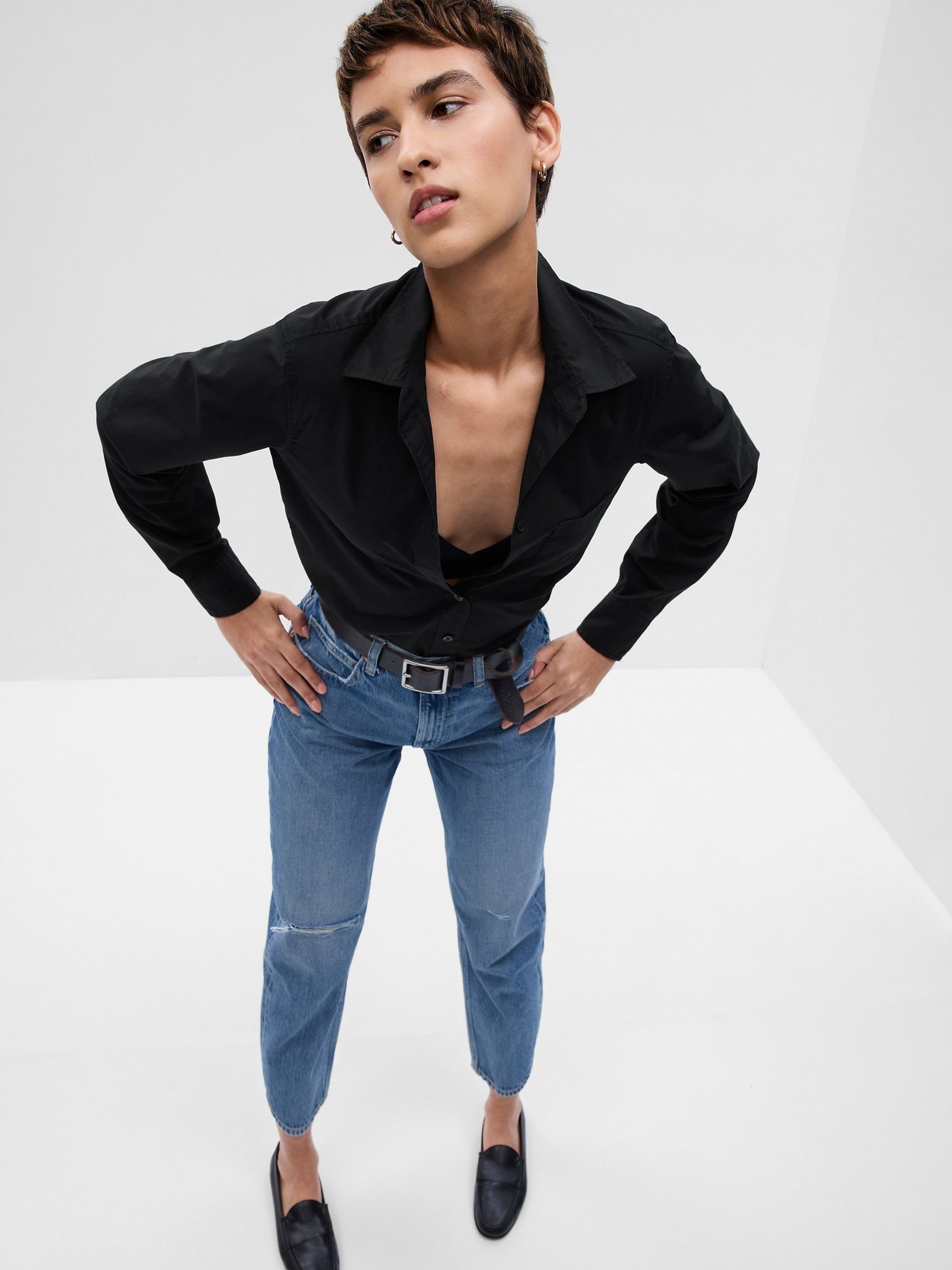 Black Cotton Poplin Classic Shirt - Image 3 of 4