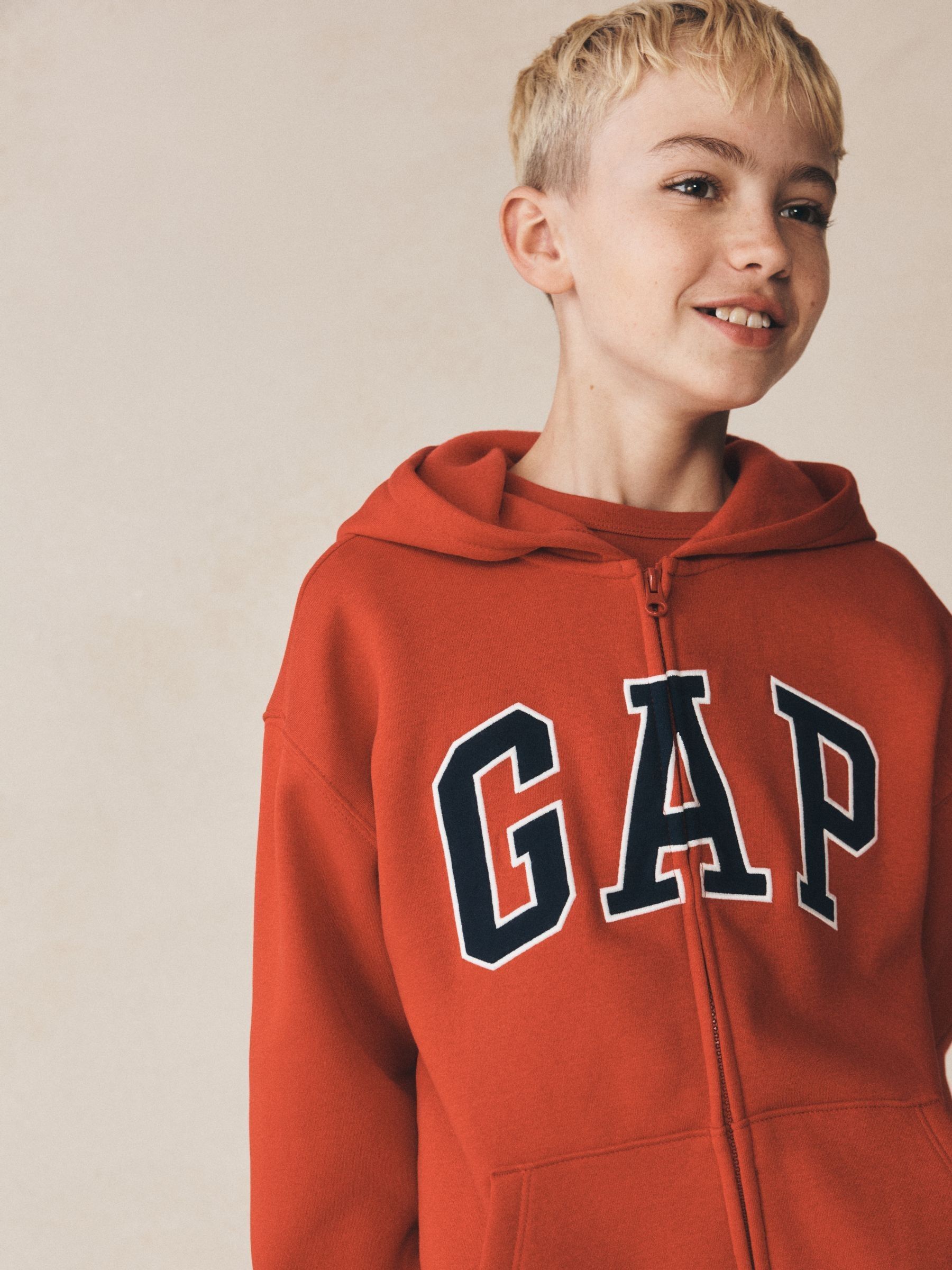 Red Relaxed Logo French Terry Zip Hoodie - Image 3 of 5