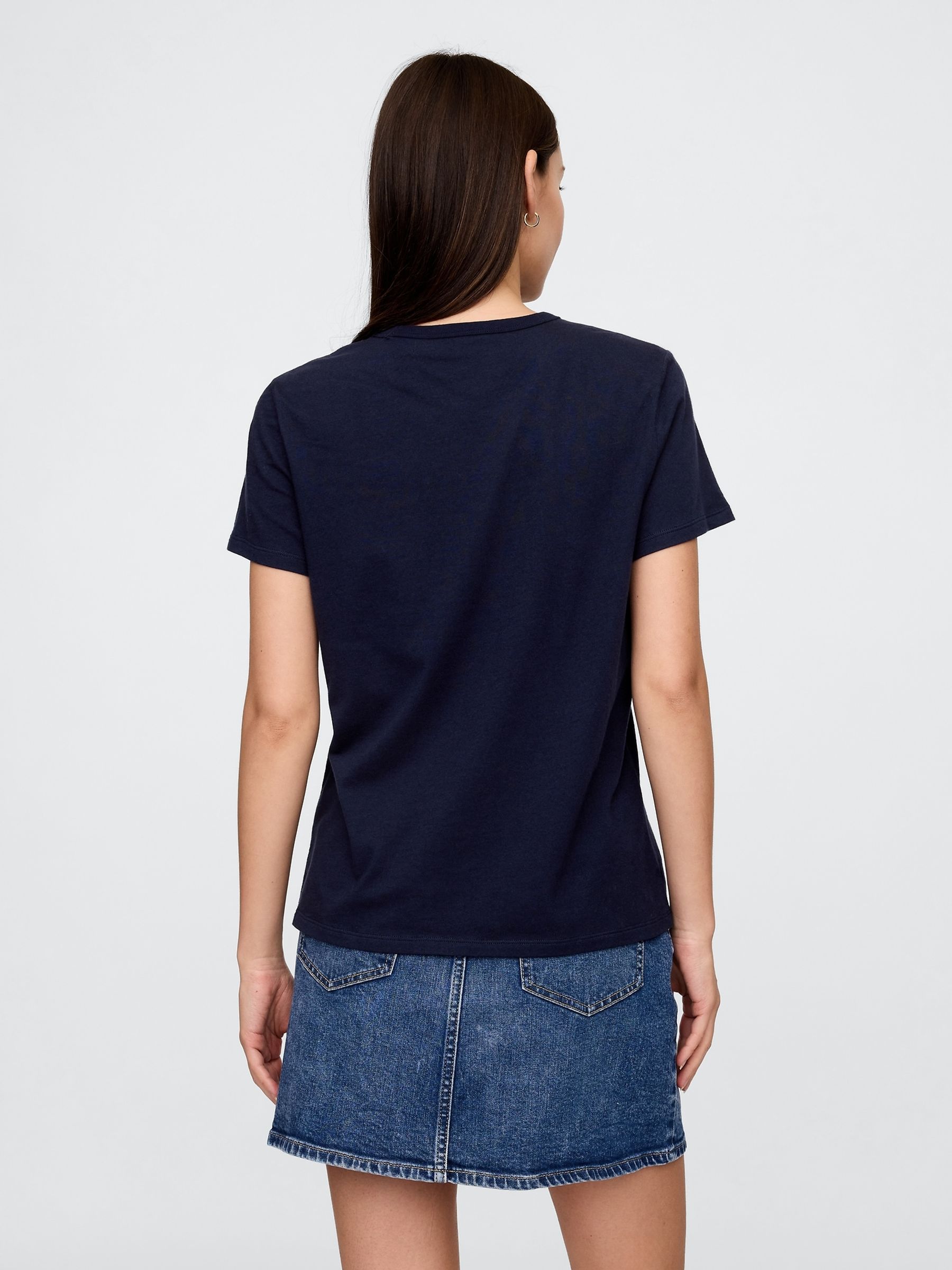 Navy Blue V-Neck Favourite Cotton Short Sleeve T-Shirt - Image 4 of 7