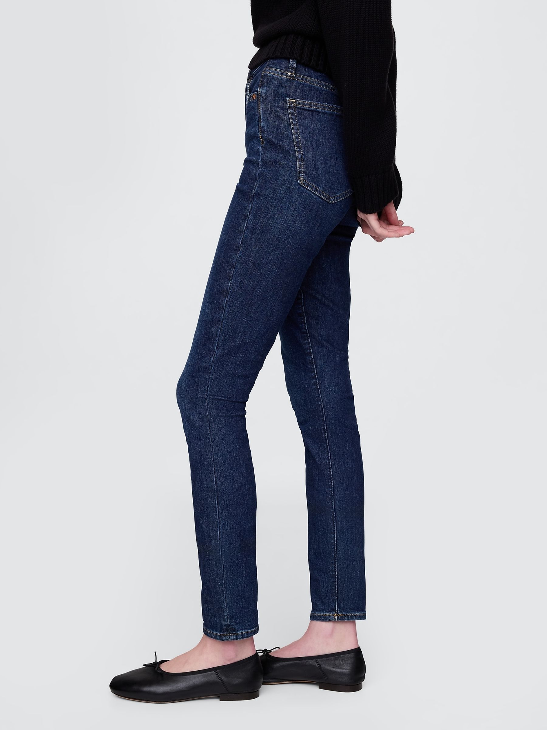 Dark Blue High Rise True Skinny Jeans - Image 3 of 12
