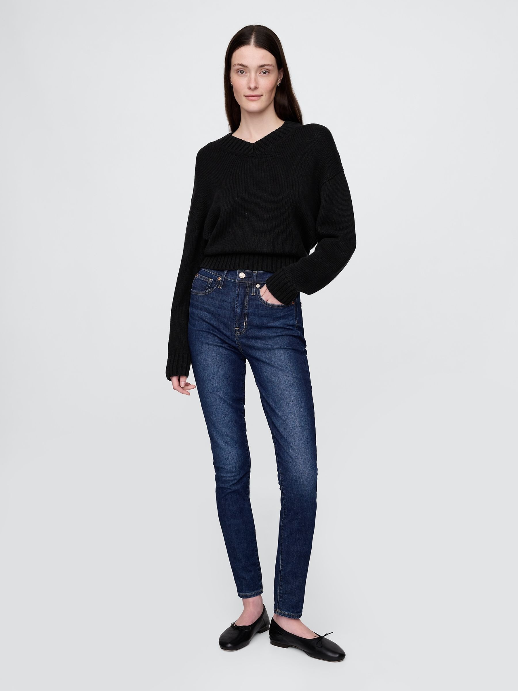 Dark Blue High Rise True Skinny Jeans - Image 4 of 12