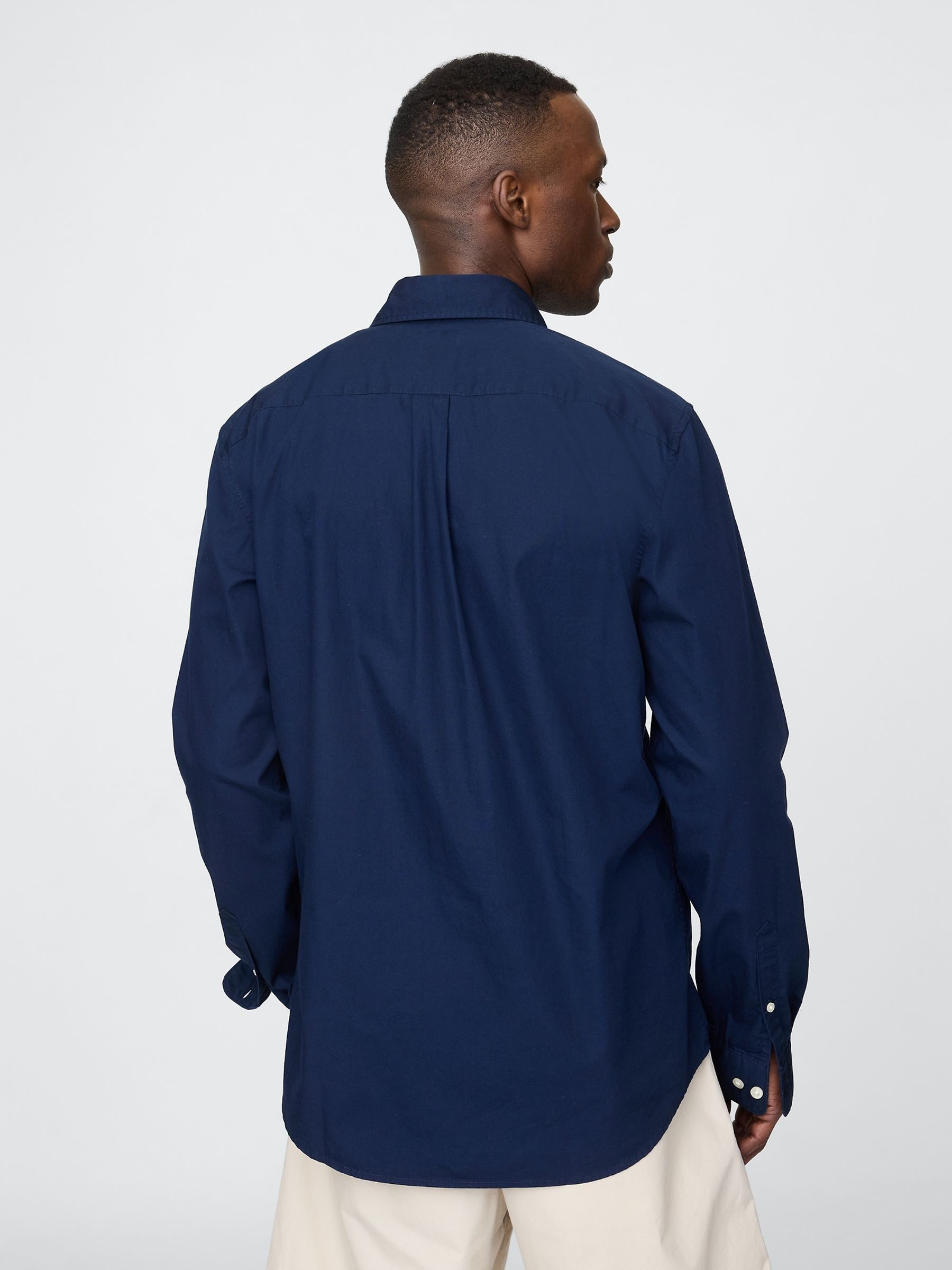 Navy Blue Cotton Poplin Classic Shirt - Image 2 of 9