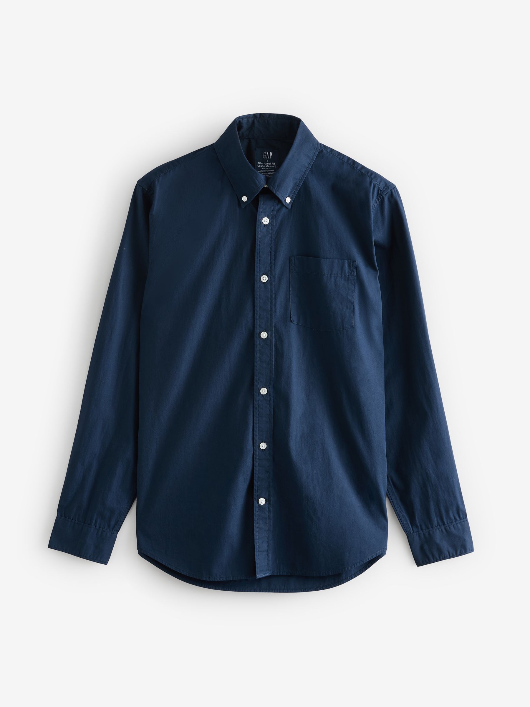 Navy Blue Cotton Poplin Classic Shirt - Image 4 of 9