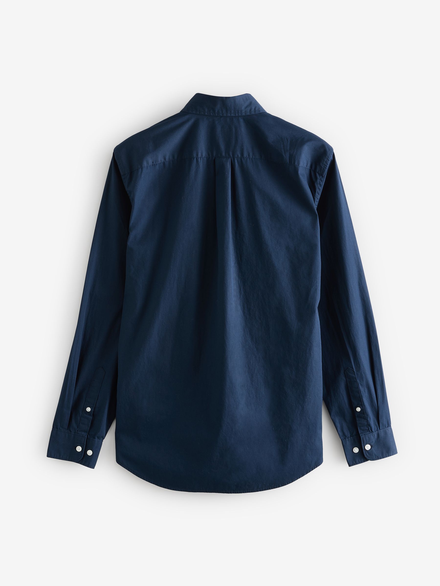 Navy Blue Cotton Poplin Classic Shirt - Image 5 of 9