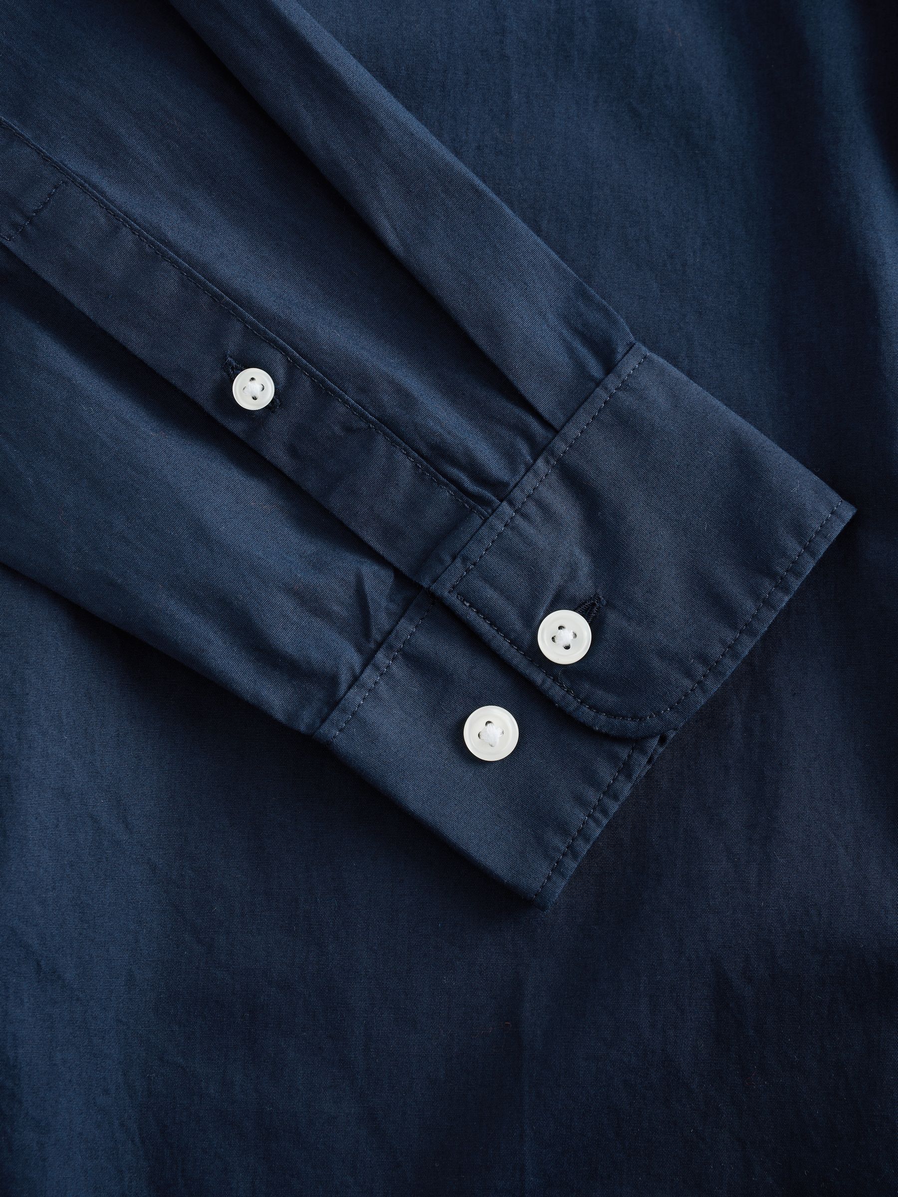 Navy Blue Cotton Poplin Classic Shirt - Image 7 of 9