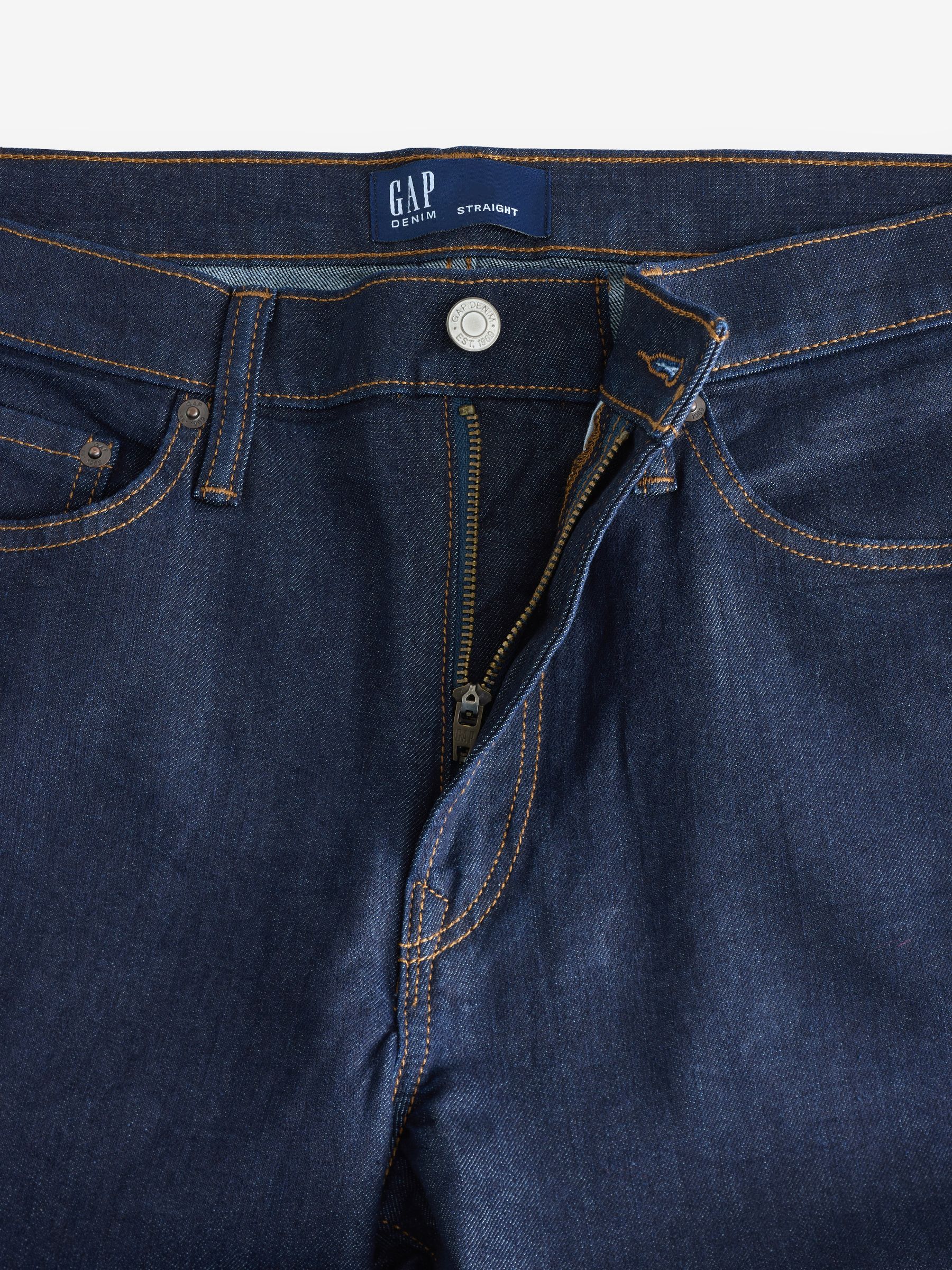 Dark Blue Straight Leg Jeans - Image 8 of 11