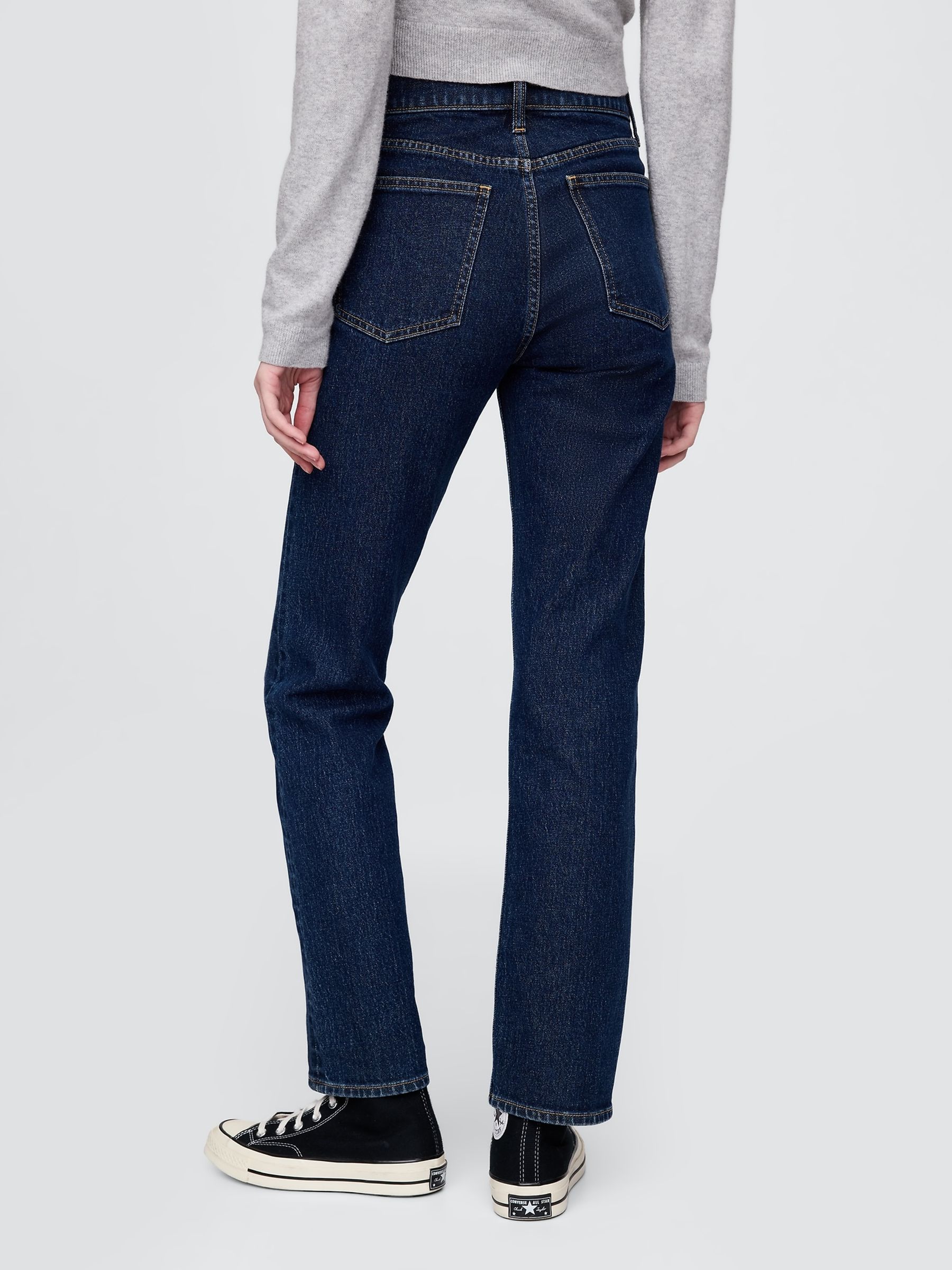 Dark Wash Blue High Waisted '90s Straight Jeans - Image 2 of 4