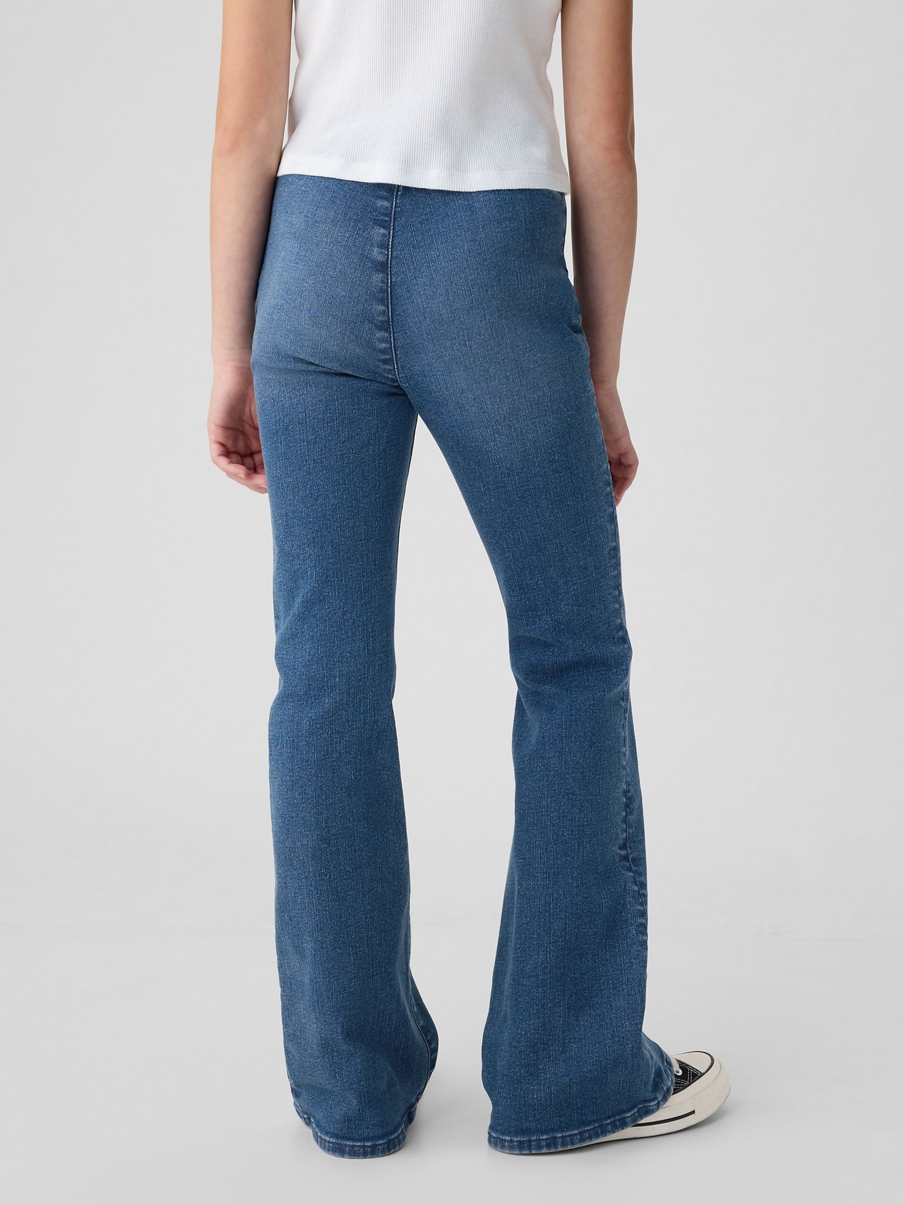 Mid-Wash Blue High Waisted Crossover Flare Jeans (5-13yrs) - Image 2 of 5