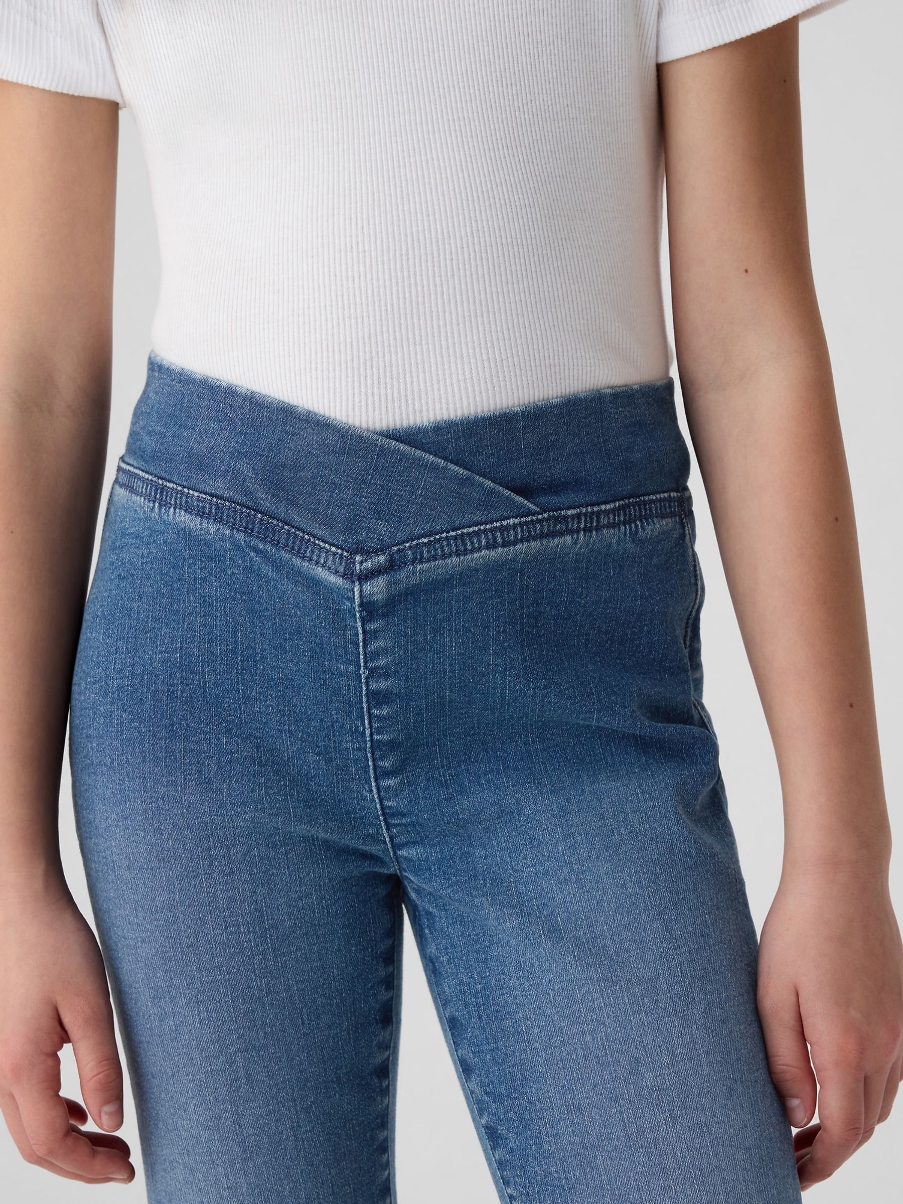 Mid-Wash Blue High Waisted Crossover Flare Jeans (5-13yrs) - Image 4 of 5